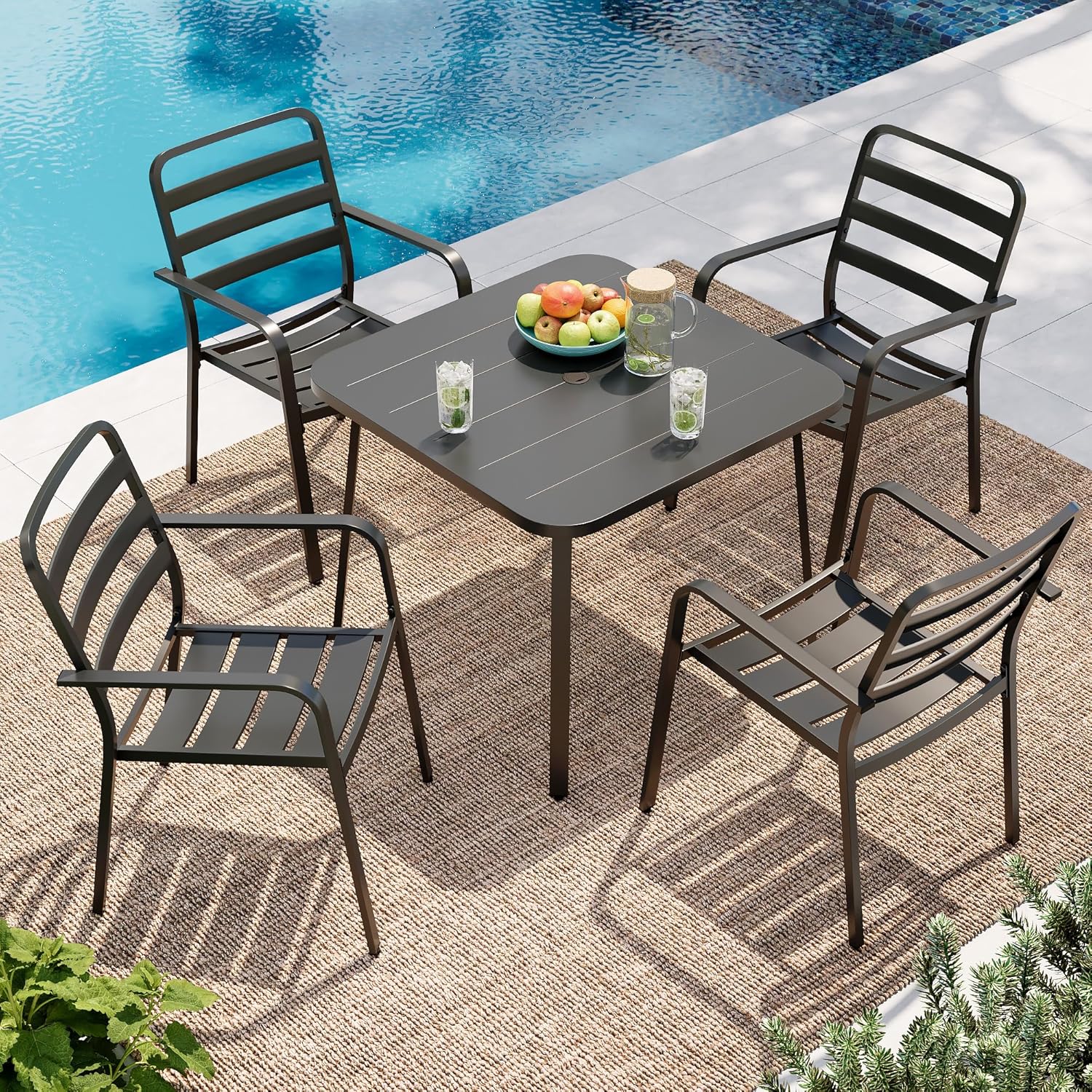 LAUSAINT HOME 5 Pieces Outdoor Dining Sets for 4, 35&