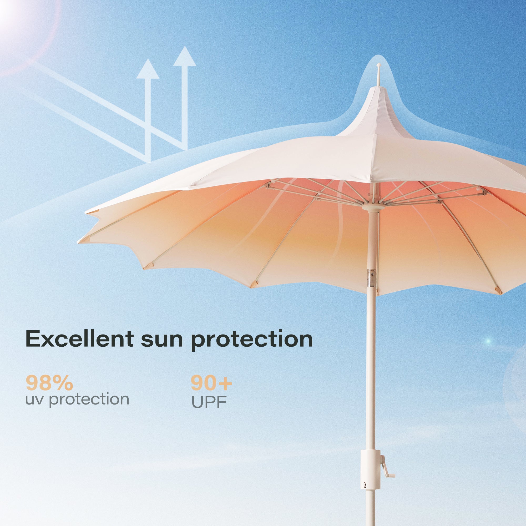 LAUSAINT HOME 9Ft Pergoda Patio Umbrella, Petal Design Canopy, 360° Rotation, Push-Button Tilt Pagoda Umbrella for Deck, Poolside Garden