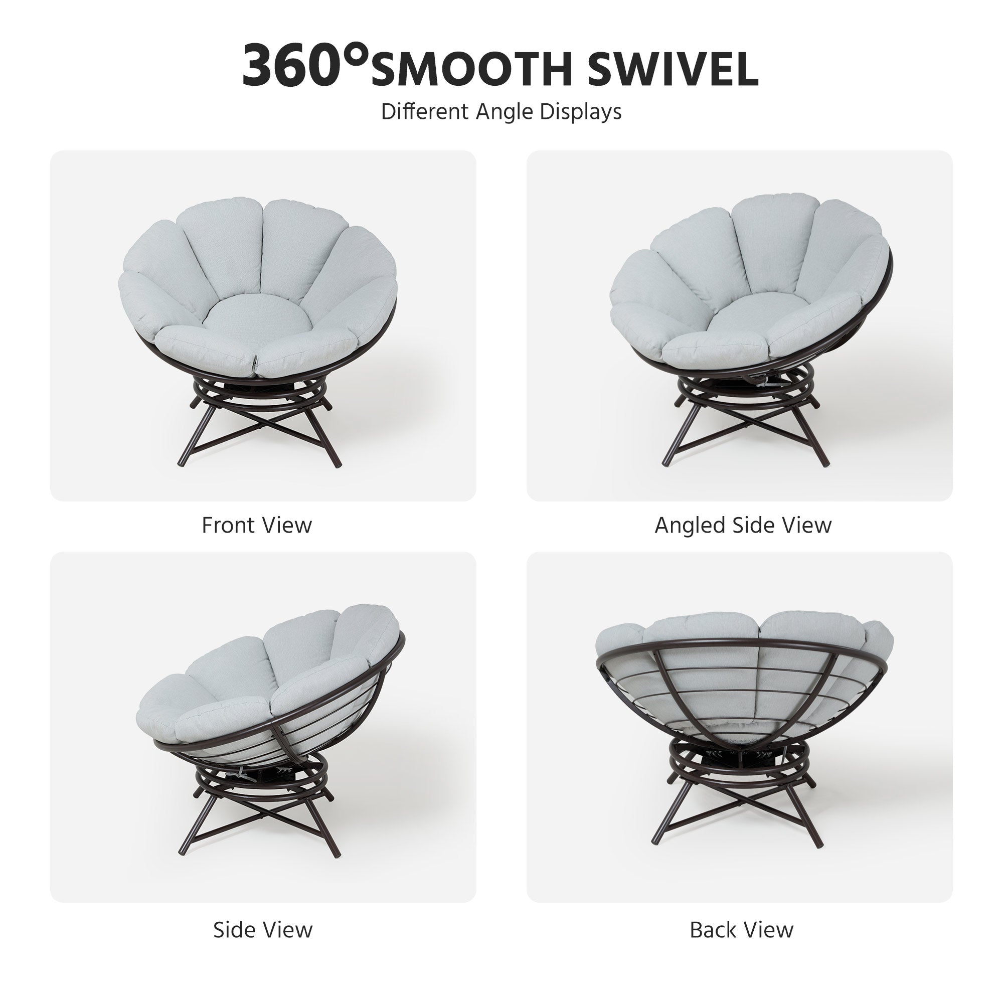 LAUSAINT HOME 40" Wicker Papasan Chair with 360° Swivel Base