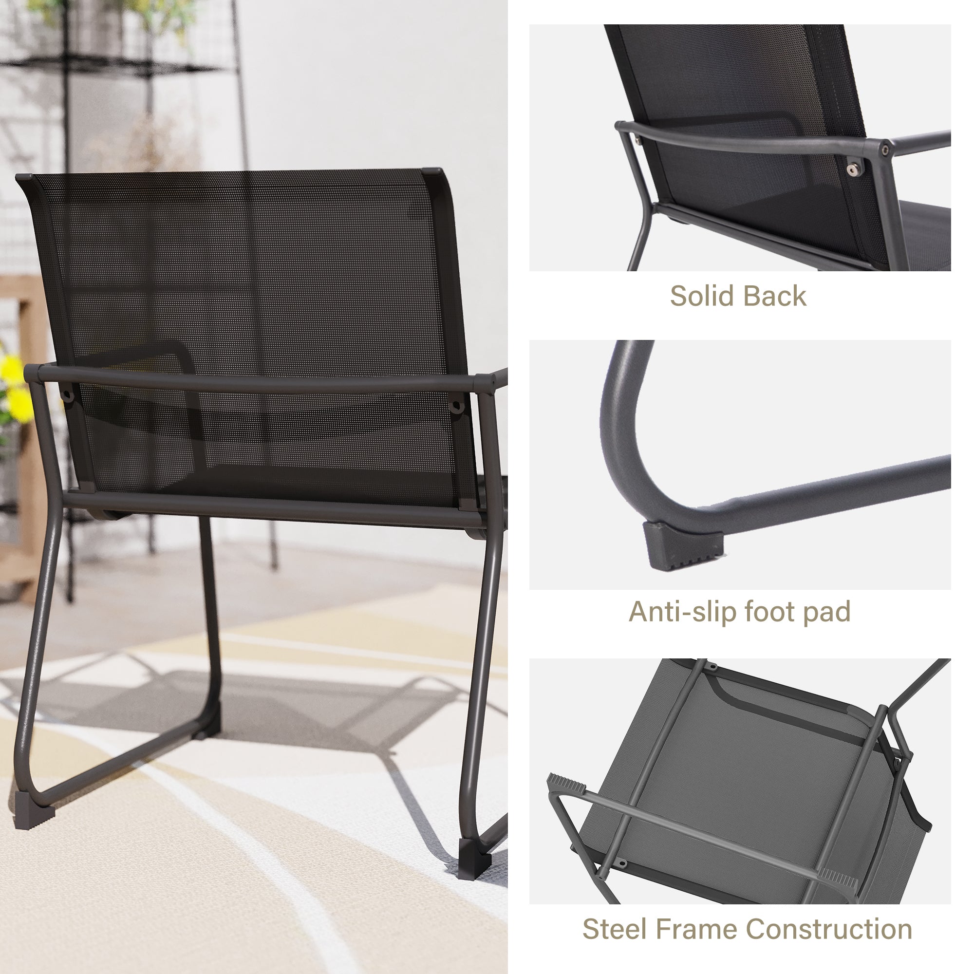 LAUSAINT HOME 4 Pieces Oversized Textilene Conversation Set