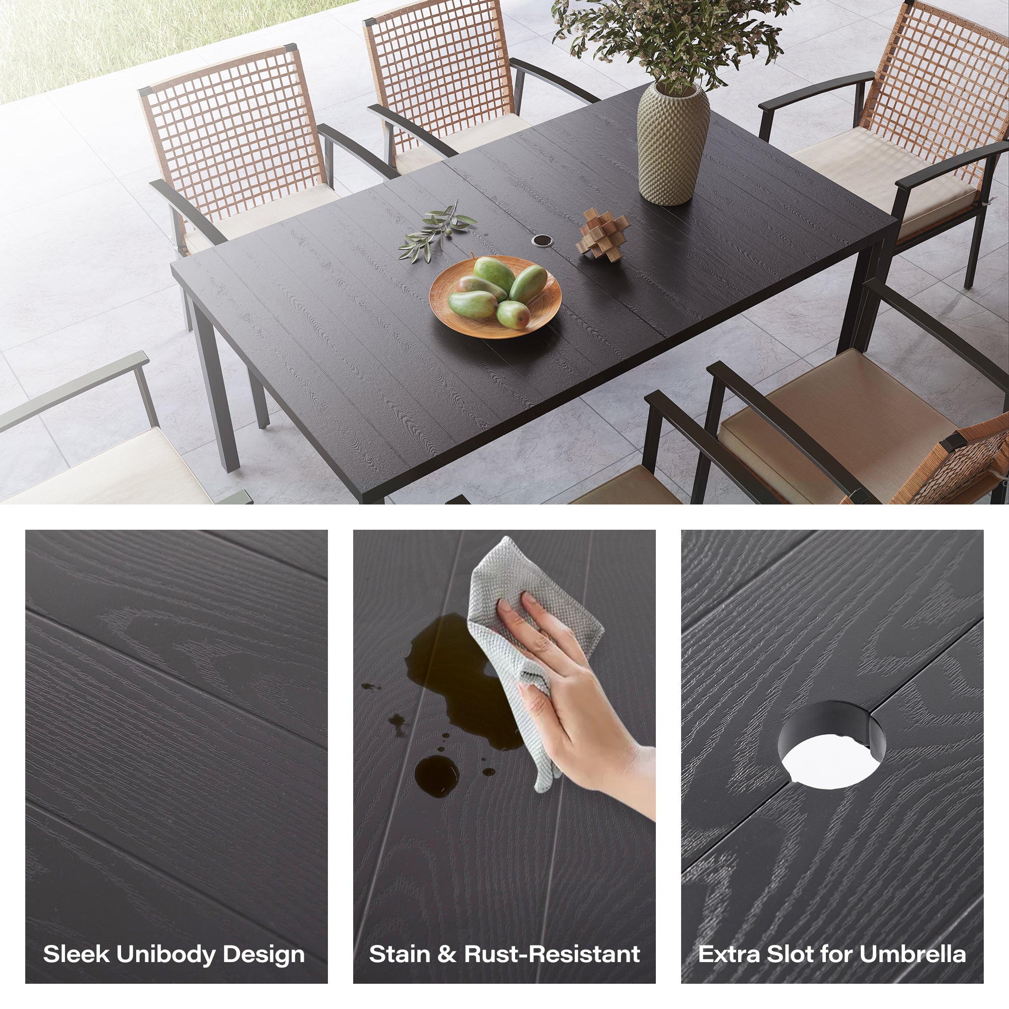 LAUSAINT HOME 7 Pieces Patio Dining Set, 6 - Person Rectangular Outdoor Dining Set Conversation Set for Backyard