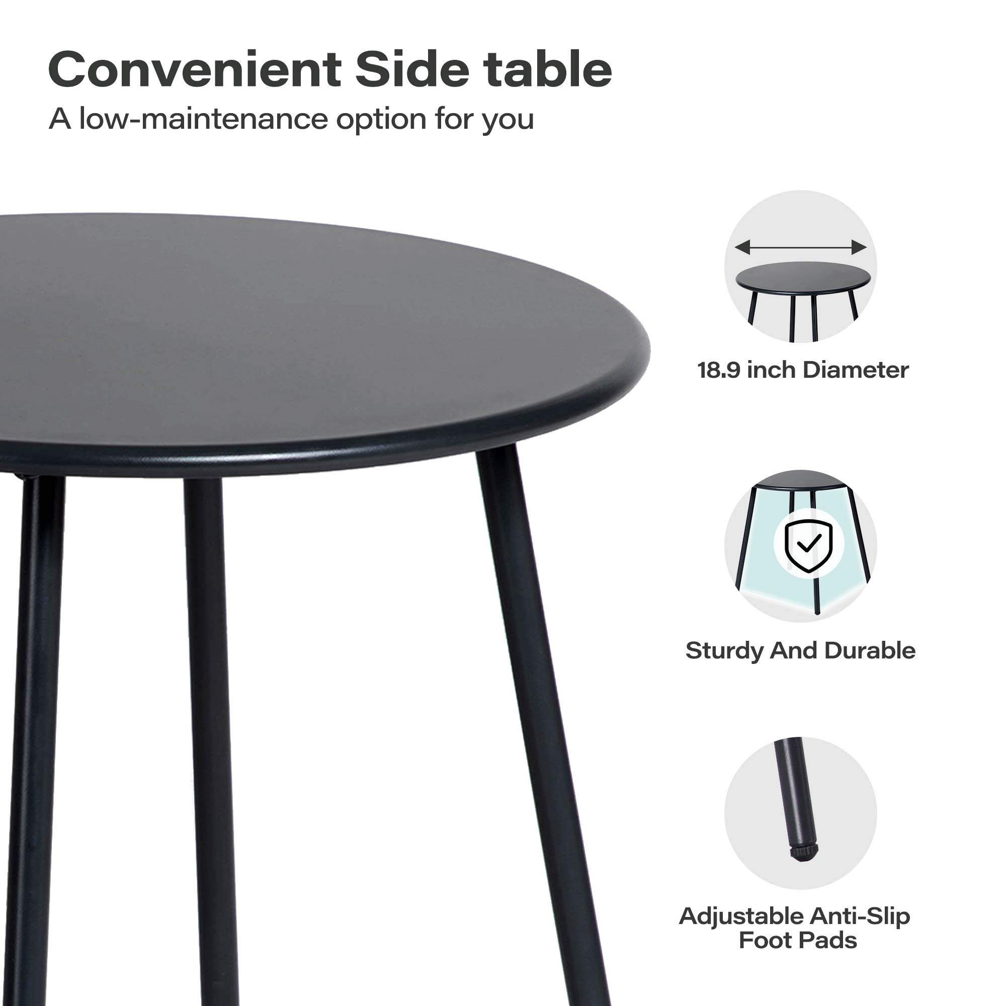 LAUSAINT HOME 3 Piece Patio Bistro Rattan Chair & Table Set