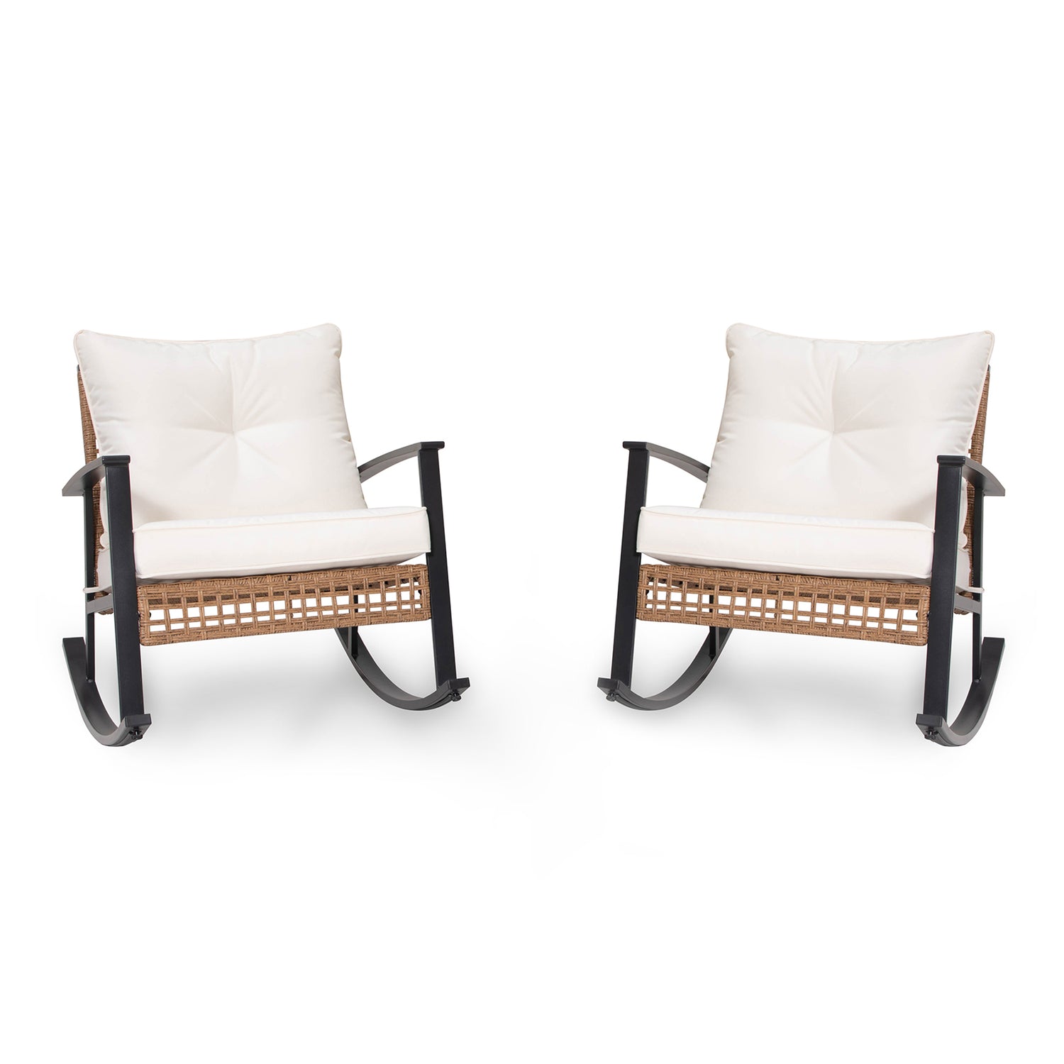 LAUSAINT HOME Wicker Outdoor Rocking Chair(2-piece/ 1-piece)