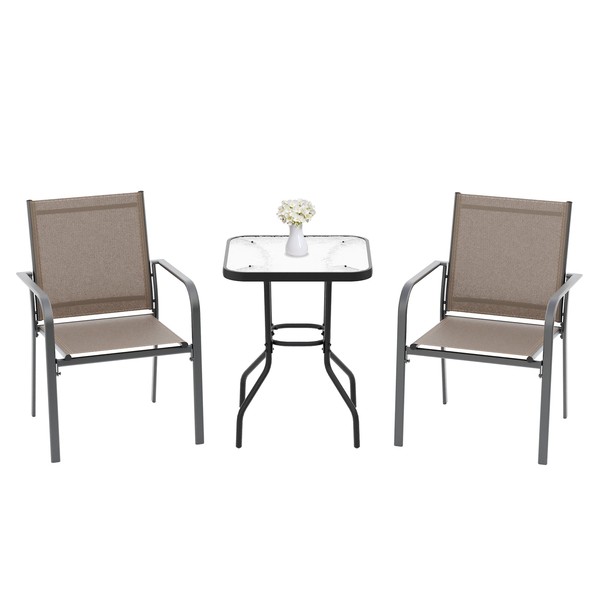 LAUSAINT HOME 3-Piece Outdoor Textilene Fabric Bar Set with Patio Table and Chairs