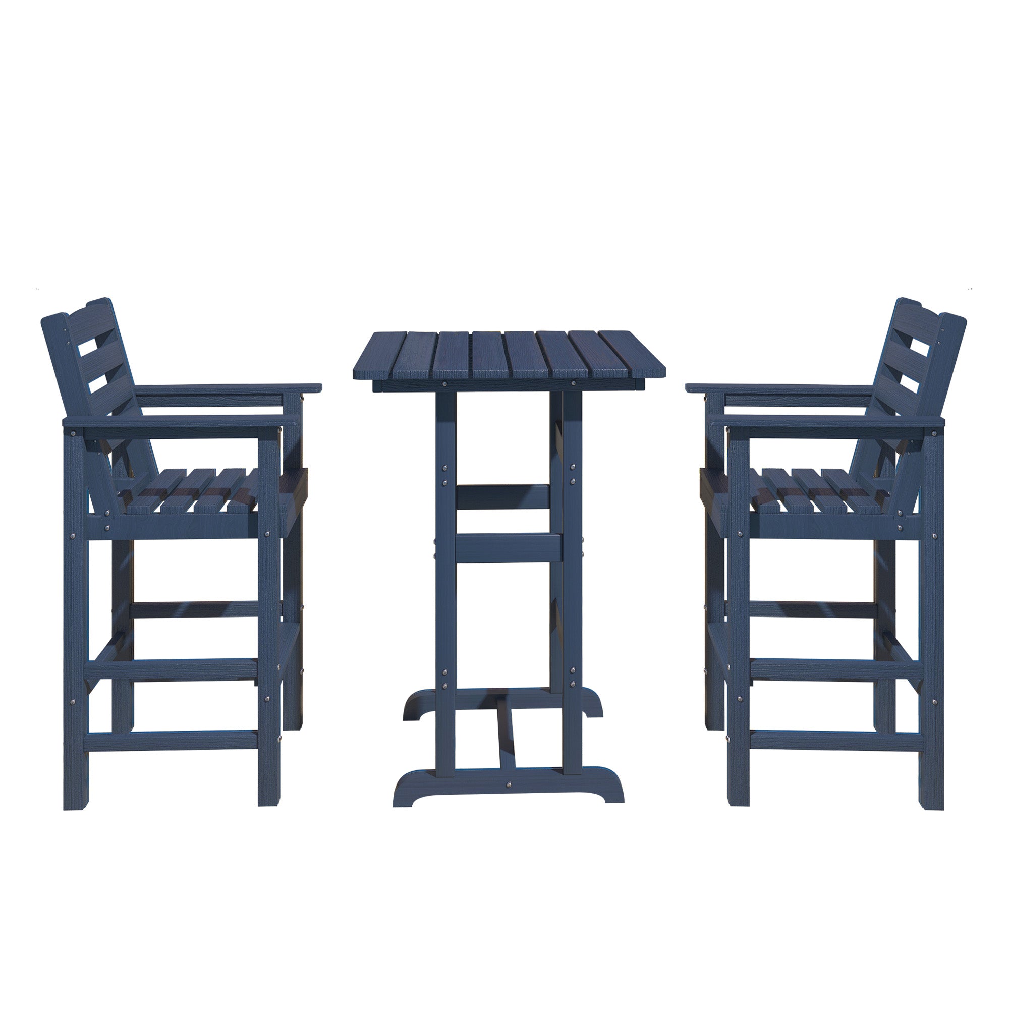 LAUSAINT HOME 3 Pieces Outdoor Balcony Oversize Adirondack HDPE Bar Set