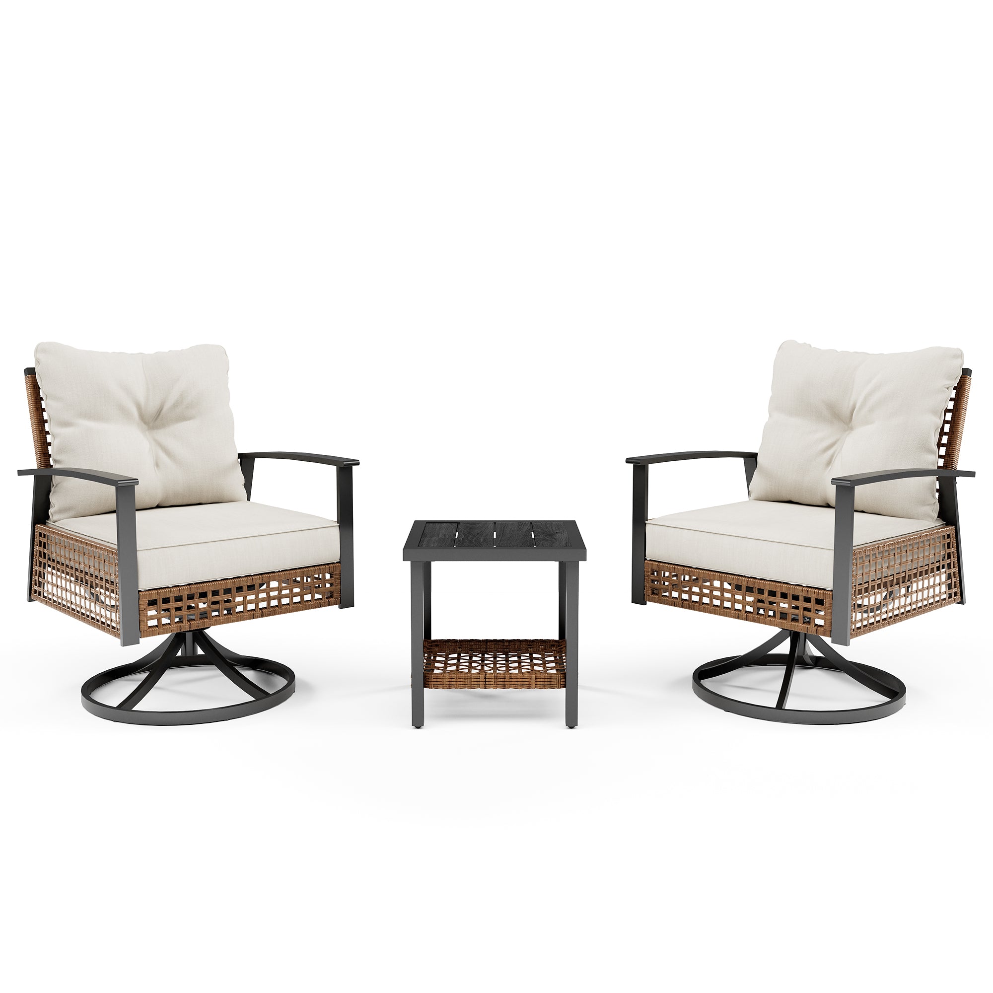 LAUSAINT HOME 3 Pieces Outdoor Swivel Chair