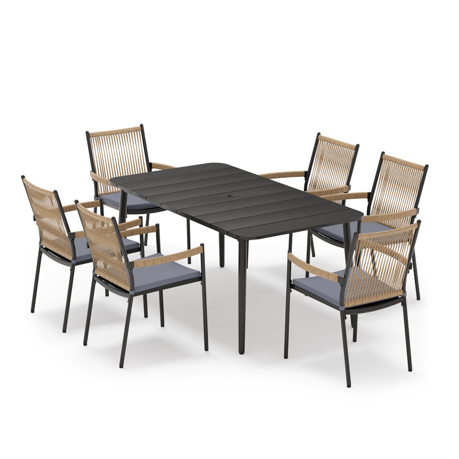 LAUSAINT HOME Outdoor Patio Dining Set with Chairs and Benches