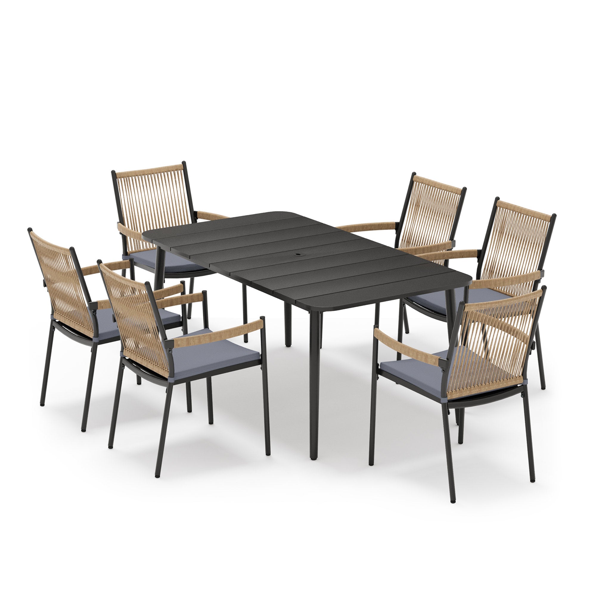 LAUSAINT HOME Outdoor Patio Dining Set with Chairs and Benches