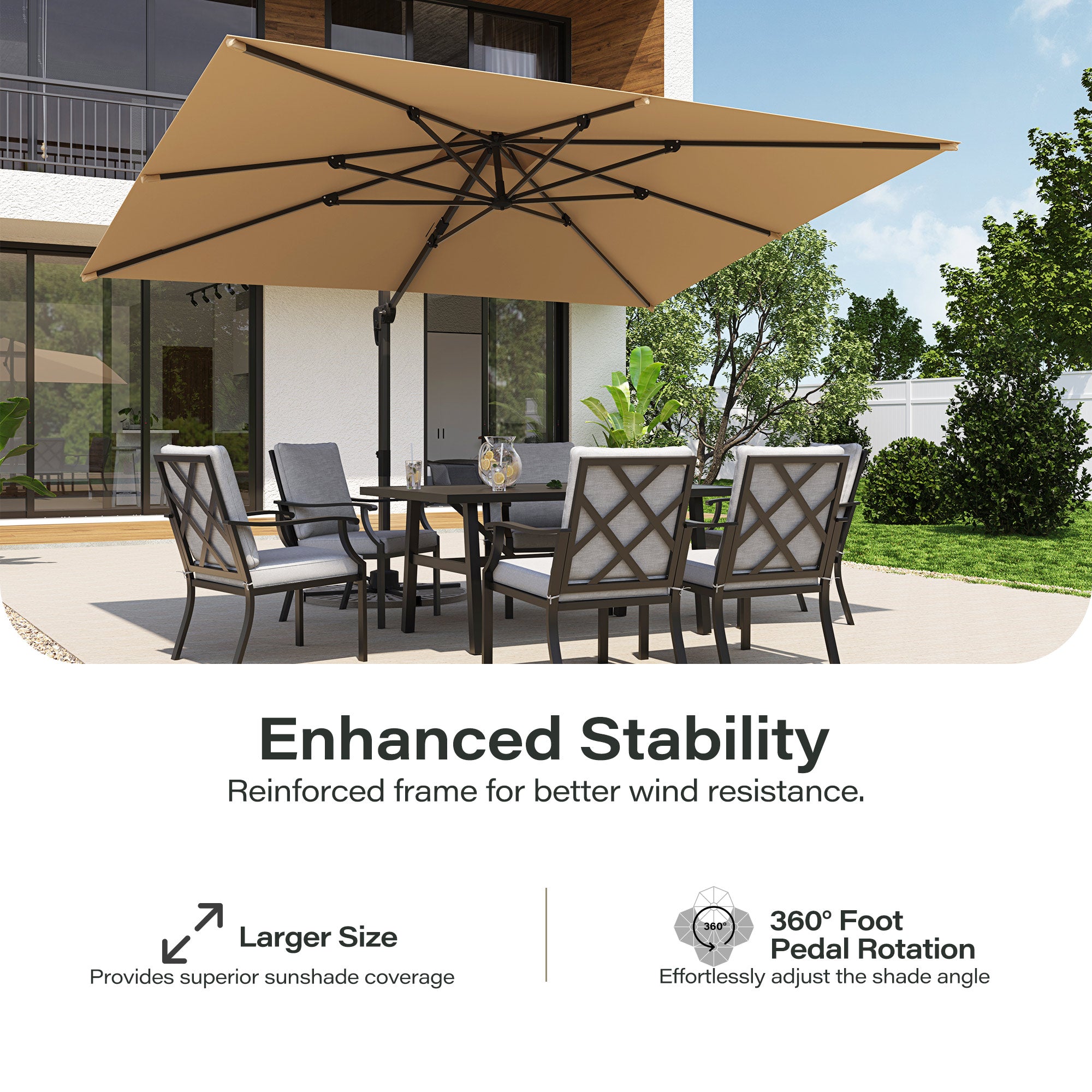 9x12FT Rectangular Large Cantilever Umbrella