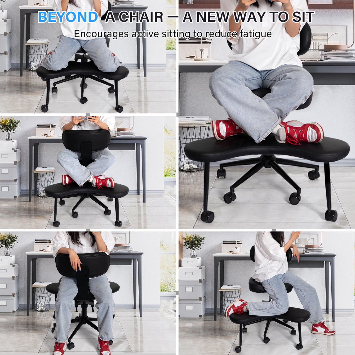 LAUSAINT HOME Meditation Yoga Chair with Wheels, ADHD Chair For Adults With Adjustable Back Support