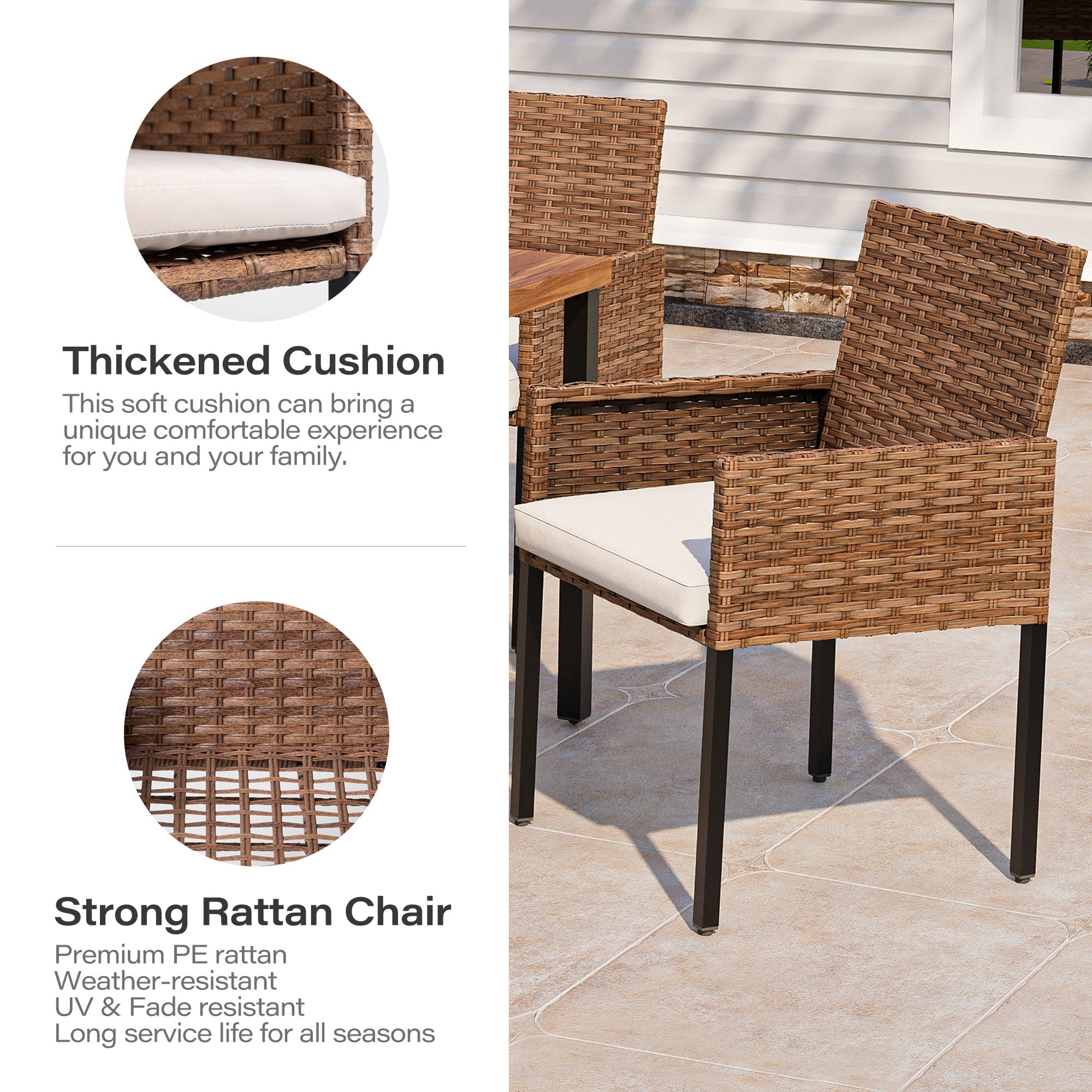 5 Pieces Wicker Dining Set