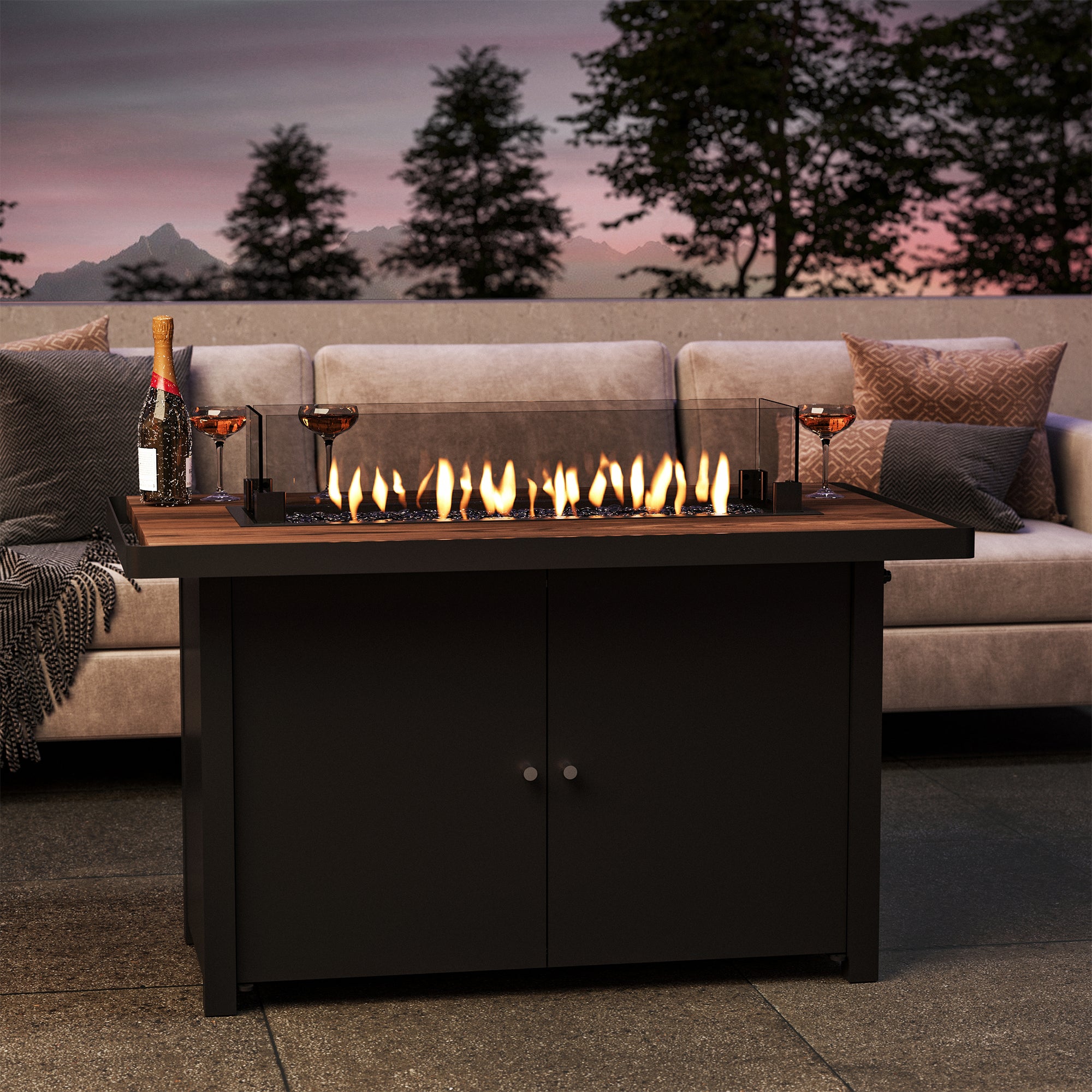 LAUSAINT HOME 6-Pieces Patio Furniture Set with 43" Propane Gas Fire Pit Table