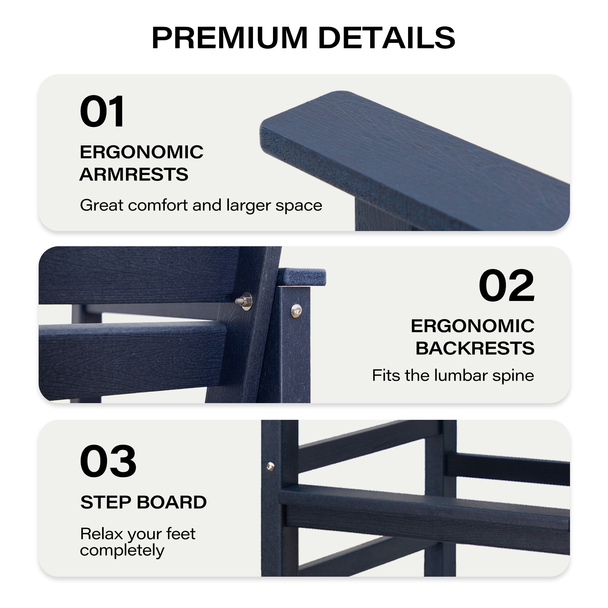 LAUSAINT HOME 3 Pieces HDPE Height Table and Adirondack Chairs Set