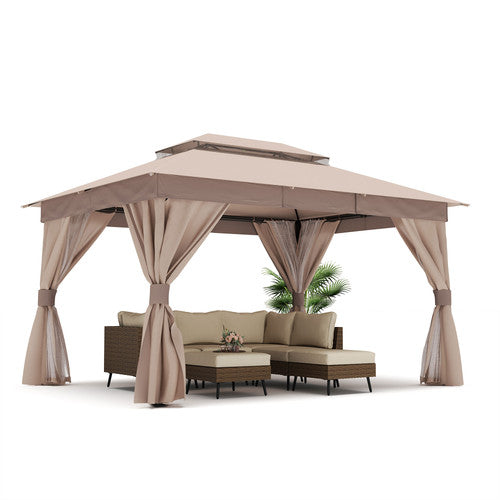 LAUSAINT HOME 10'X13' Patio Steel Gazebo with Double-Layer Canopy
