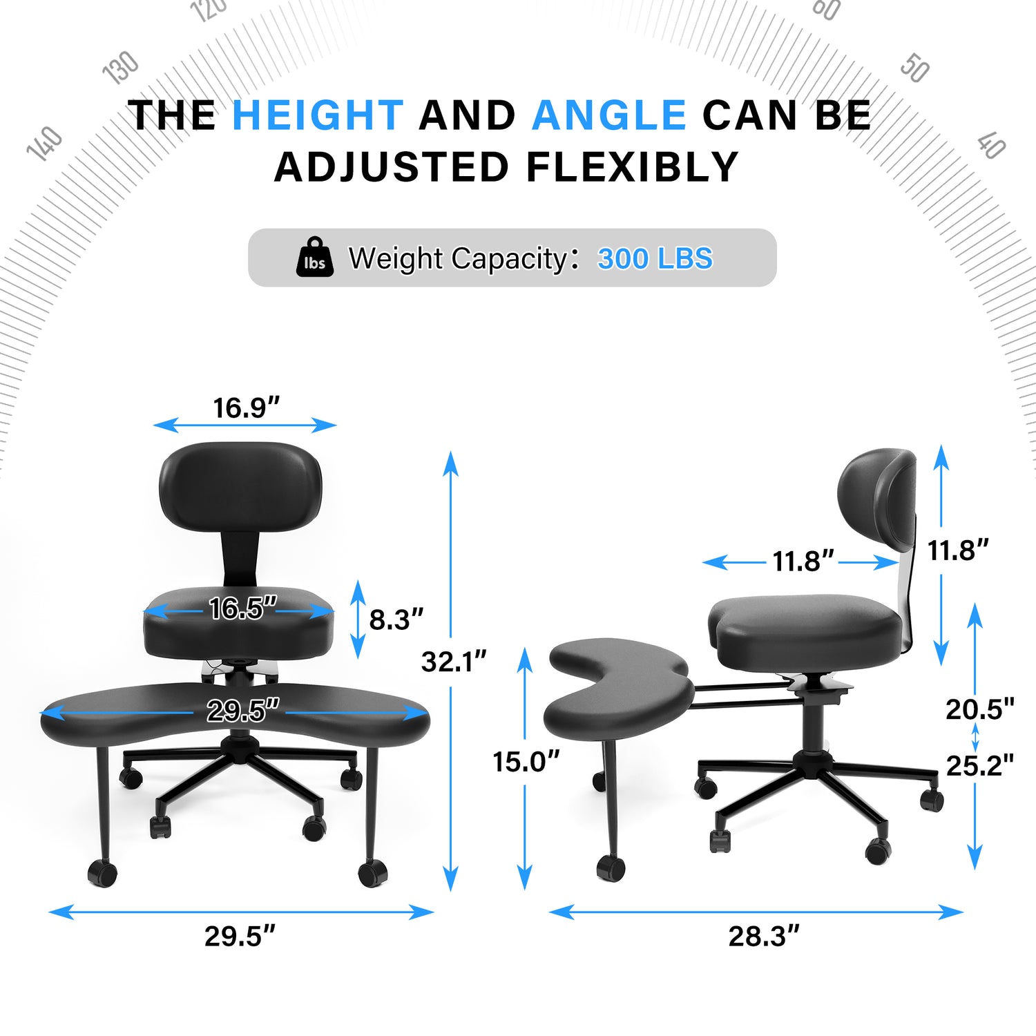 LAUSAINT HOME Meditation Yoga Chair with Wheels, ADHD Chair For Adults With Adjustable Back Support