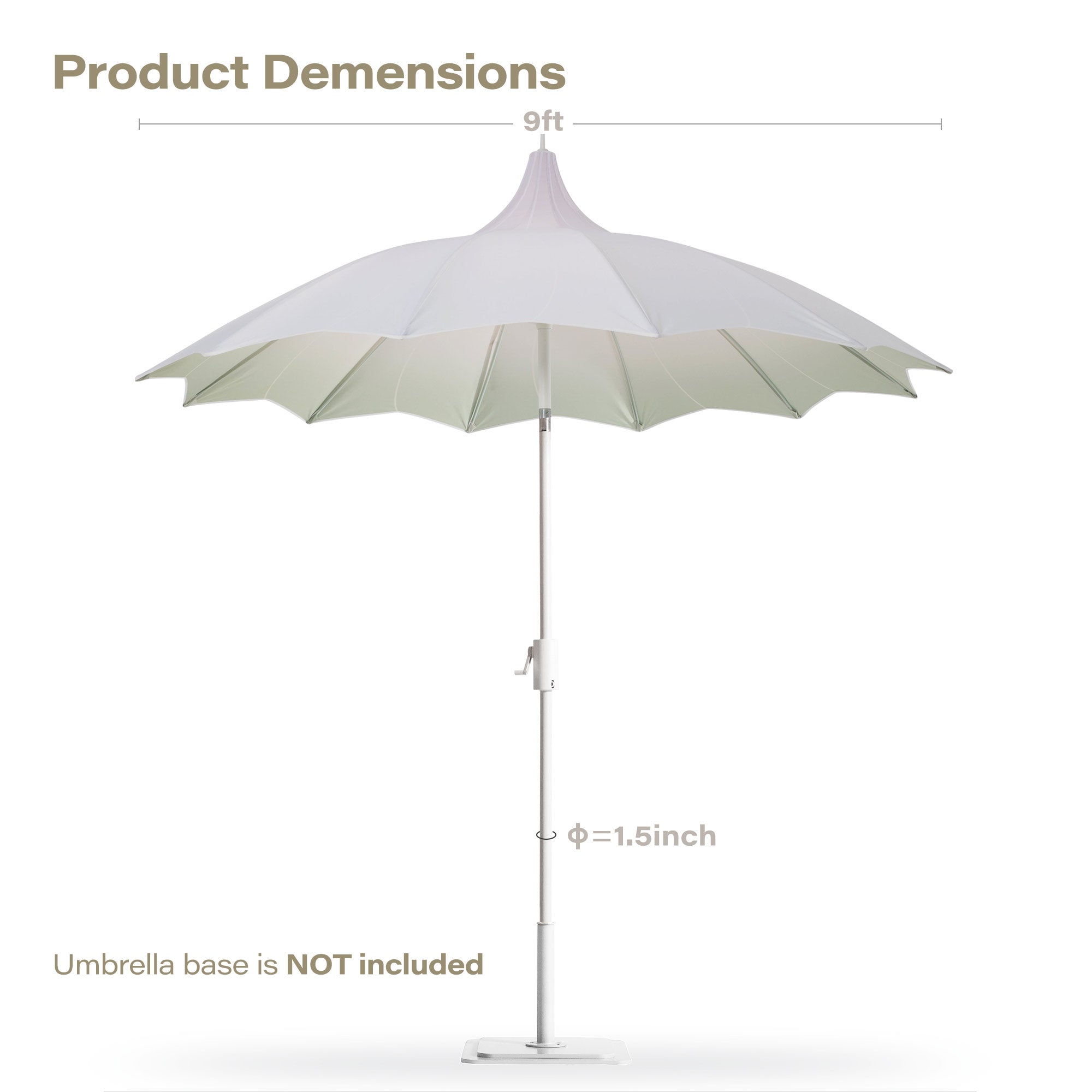 LAUSAINT HOME 9Ft Pergoda Patio Umbrella, Petal Design Canopy, 360° Rotation, Push-Button Tilt Pagoda Umbrella for Deck, Poolside Garden