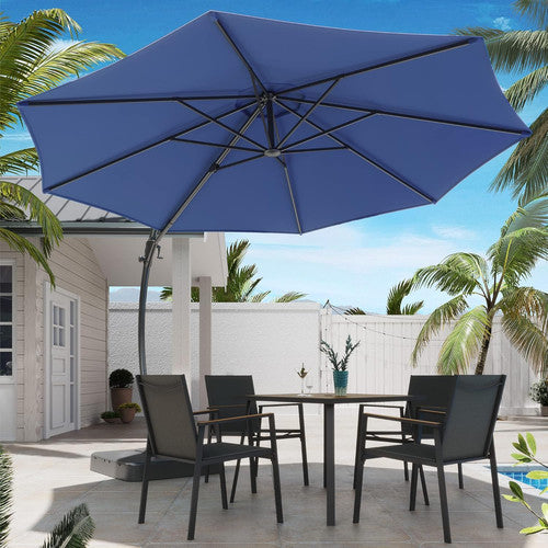 LAUSAINT HOME 11 FT Deluxe Curvy Cantilever Umbrella with 360° Rotation Outdoor Patio Umbrella with Base