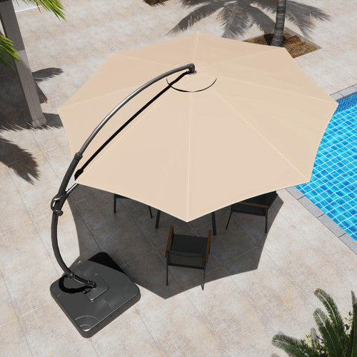 LAUSAINT HOME 11 FT Deluxe Curvy Cantilever Umbrella with 360° Rotation Outdoor Patio Umbrella with Base