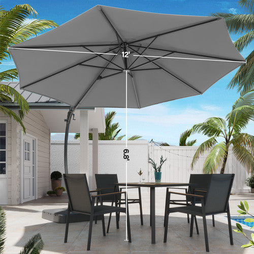 LAUSAINT HOME 11 FT Deluxe Curvy Cantilever Umbrella with 360° Rotation Outdoor Patio Umbrella with Base