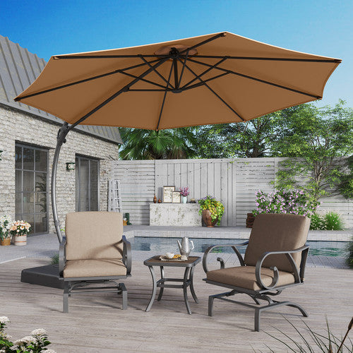 LAUSAINT HOME 11 FT Deluxe Curvy Cantilever Umbrella with 360° Rotation Outdoor Patio Umbrella with Base