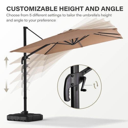 LAUSAINT HOME 10 Ft Patio Umbrella Outdoor with 360-degree Rotation Aluminum Offset Umbrella
