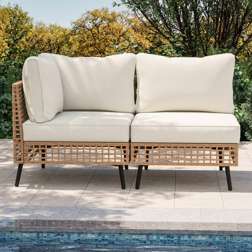 LAUSAINT HOME Outdoor Sectional Sofa Set All-Weather Patio Conversation Set with Thick Cushions