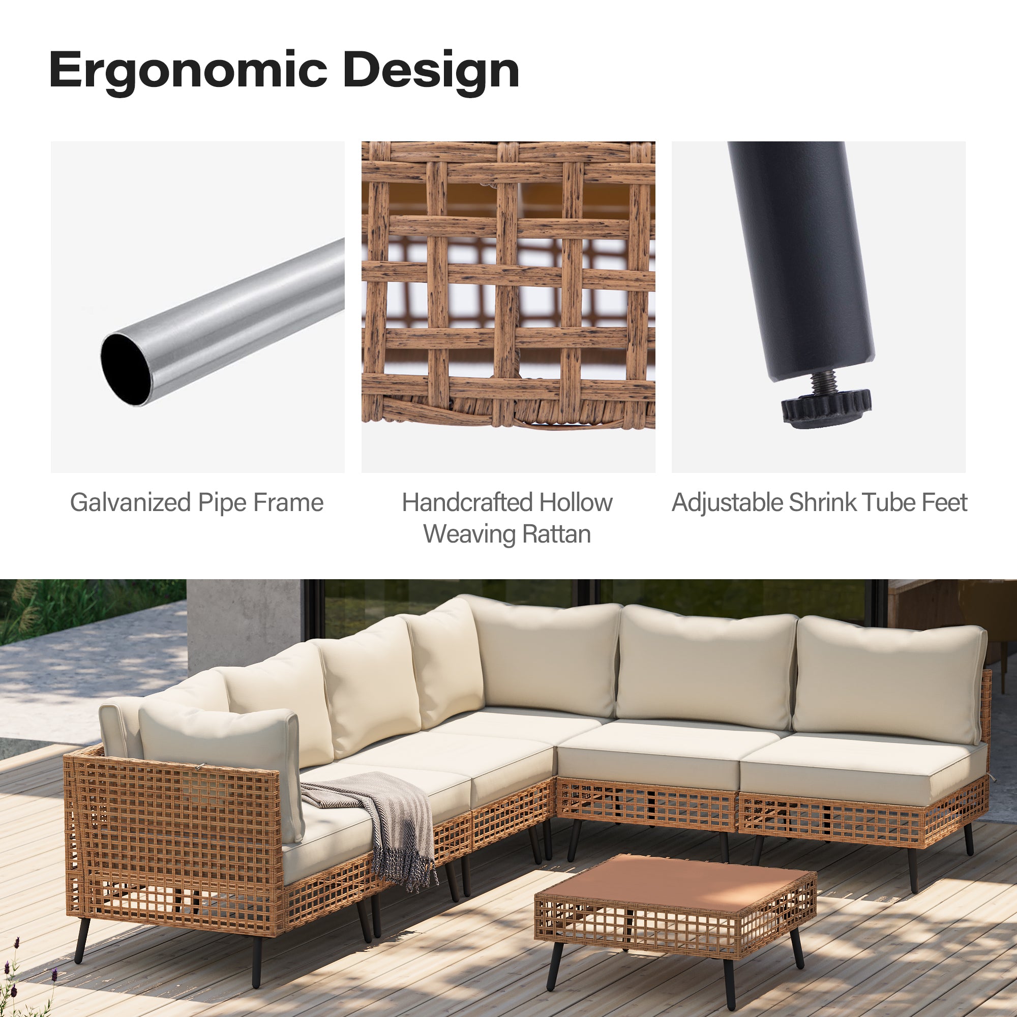 LAUSAINT HOME 7-Piece Wicker Patio Furniture Set