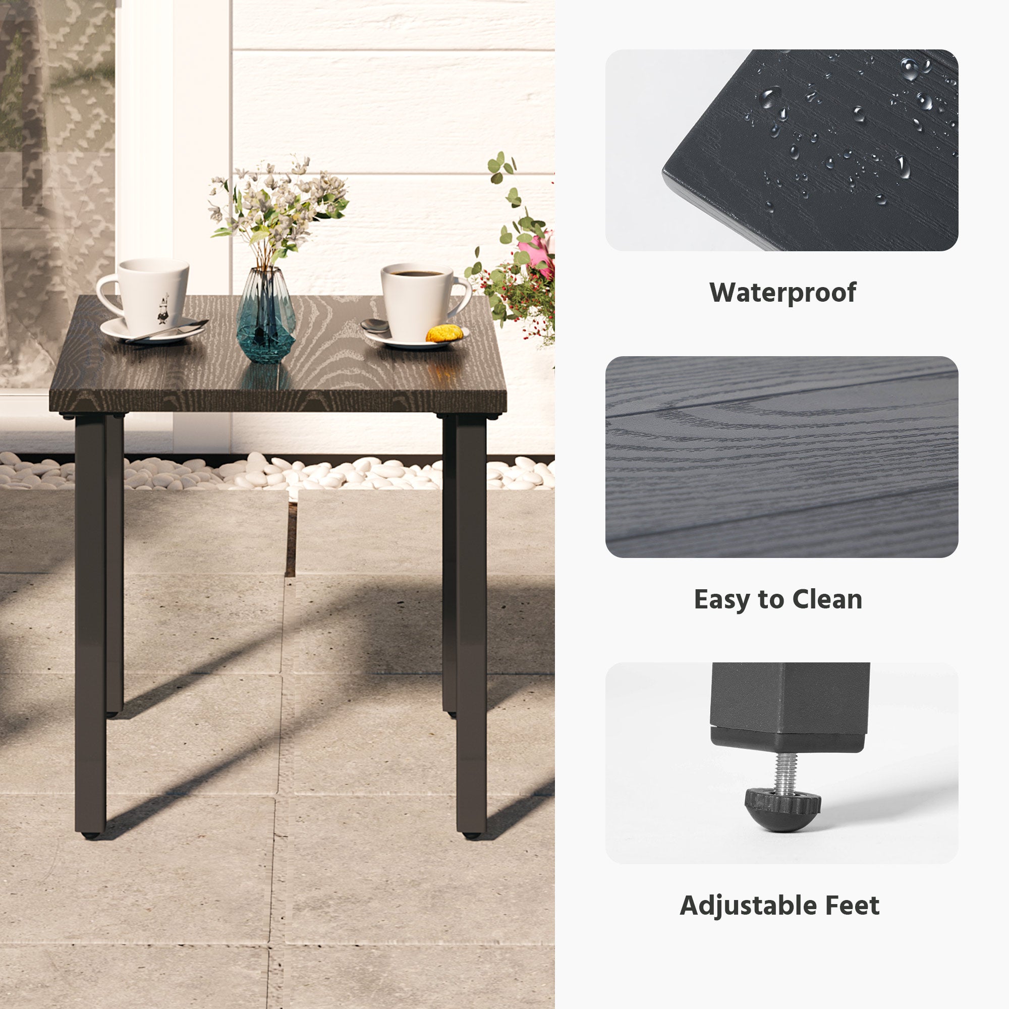 LAUSAINT HOME 3-Piece Outdoor Textilene Fabric Bistro Set with Patio Table and Chairs