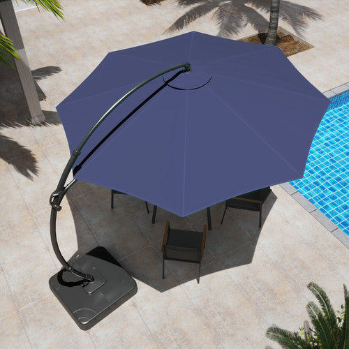 LAUSAINT HOME 12 FT Deluxe Curvy Cantilever Umbrella with 360° Rotation Outdoor Patio Umbrella with Base