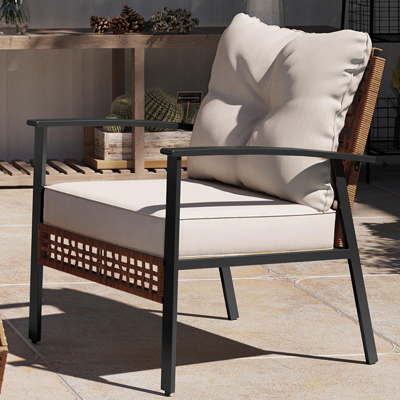 LAUSAINT HOME Outdoor Rattan Bistro Set, 2 Chairs