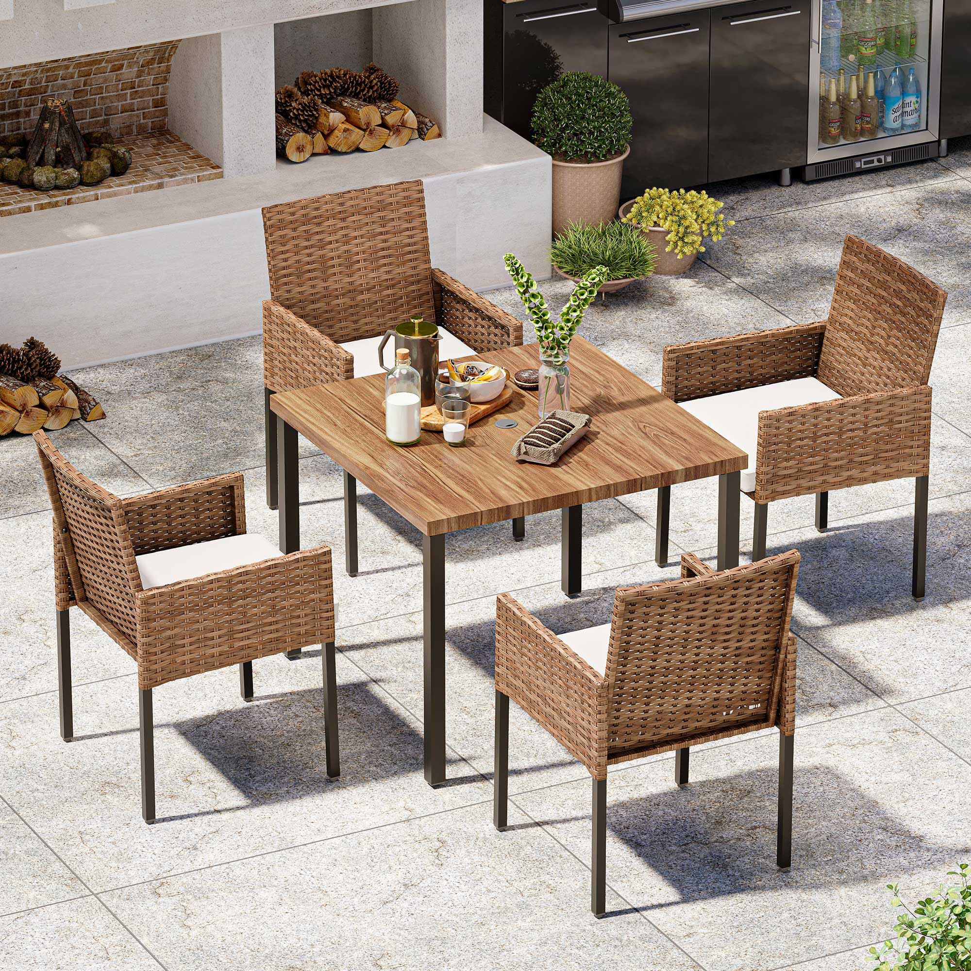 LAUSAINT HOME 5 Pieces All-Weather Outdoor Patio Dining Set