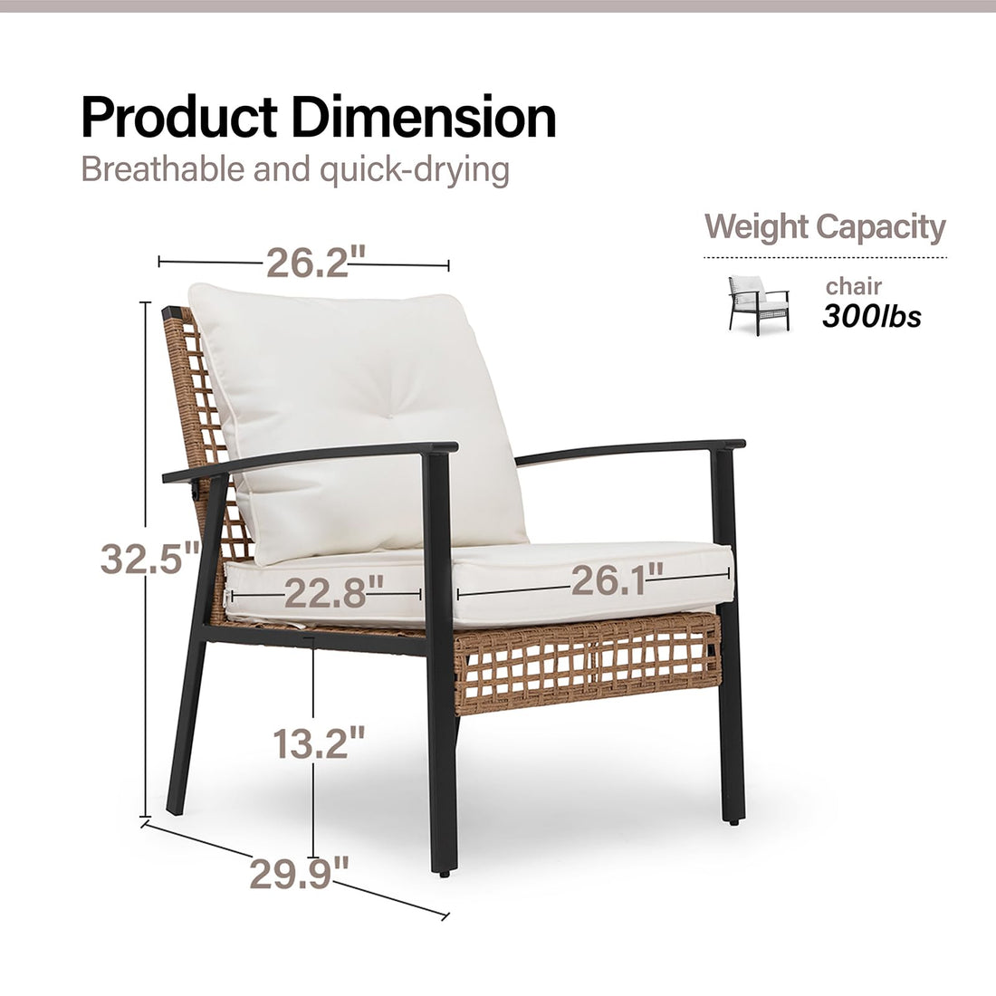 LAUSAINT HOME Outdoor Rattan Bistro Set, 2 Chairs