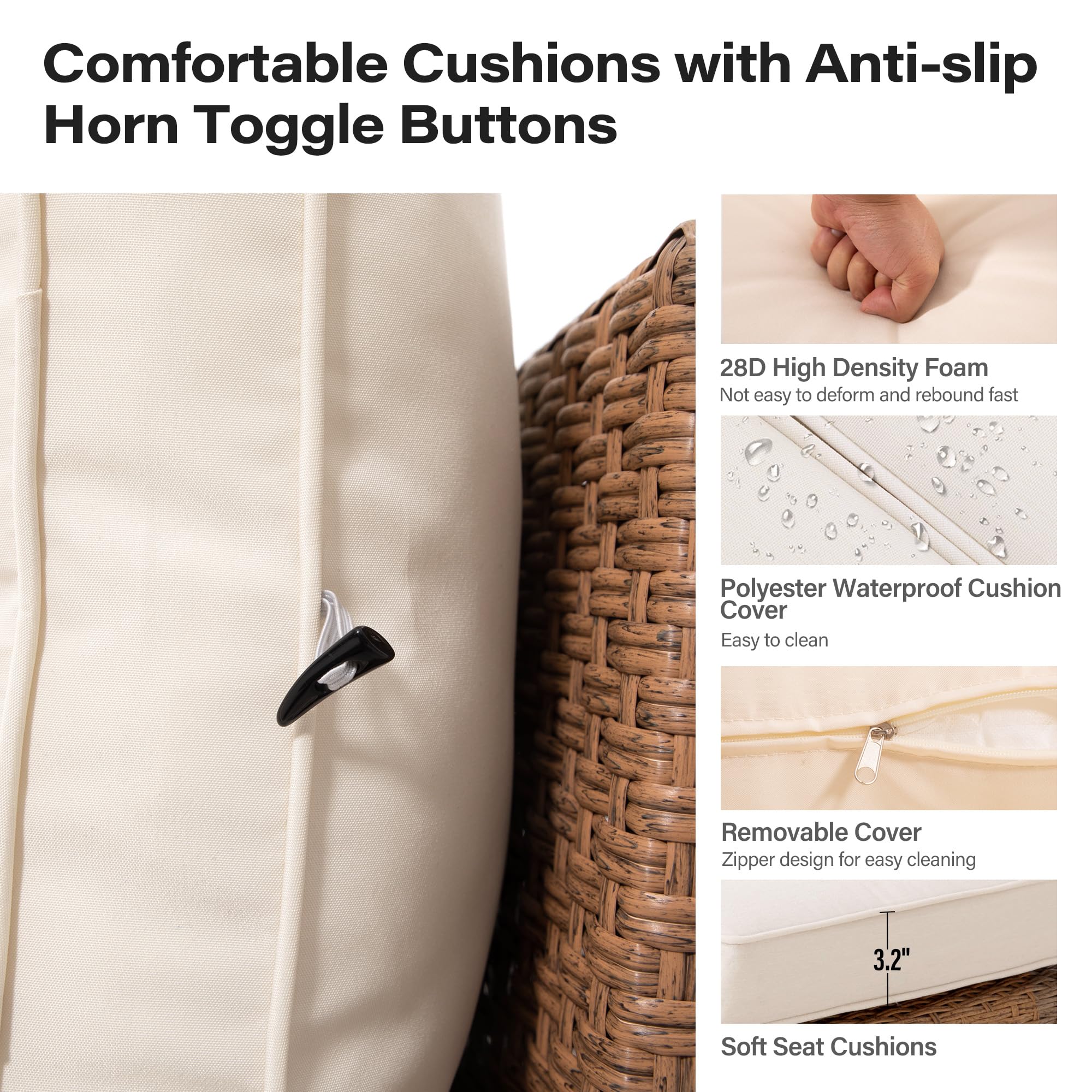 LAUSAINT HOME 6 Pieces Outdoor Sectional Sofa Set