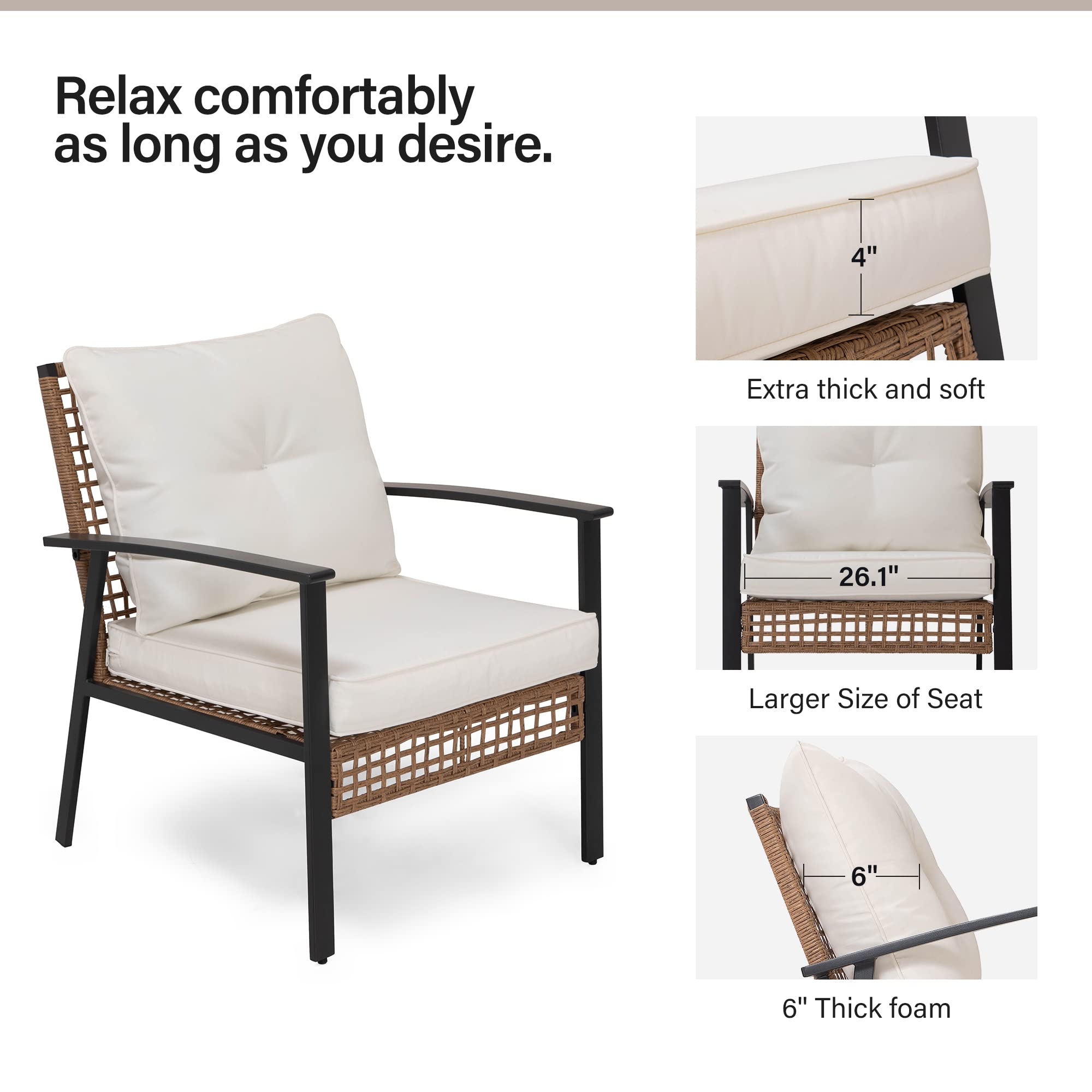 LAUSAINT HOME Outdoor Rattan Bistro Set, 2 Chairs