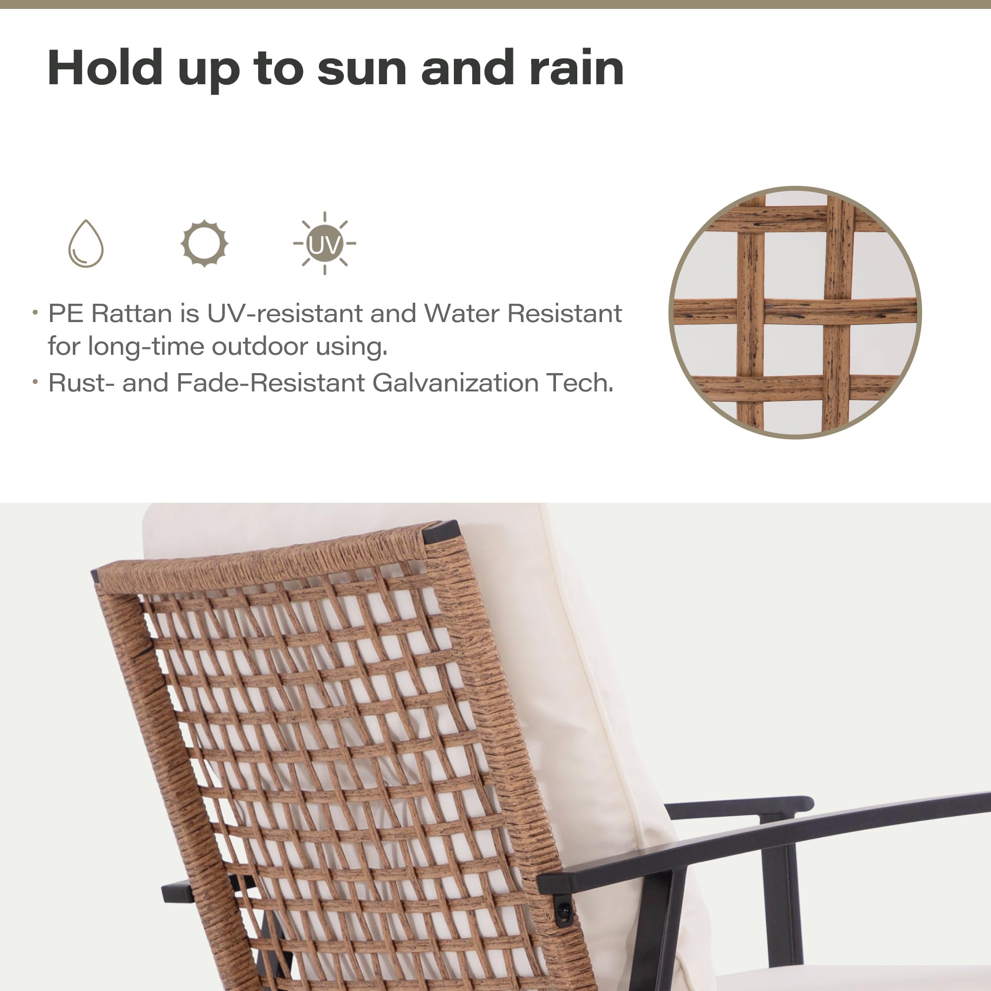 LAUSAINT Home 3 Pieces Swivel Rocking Bistro Set