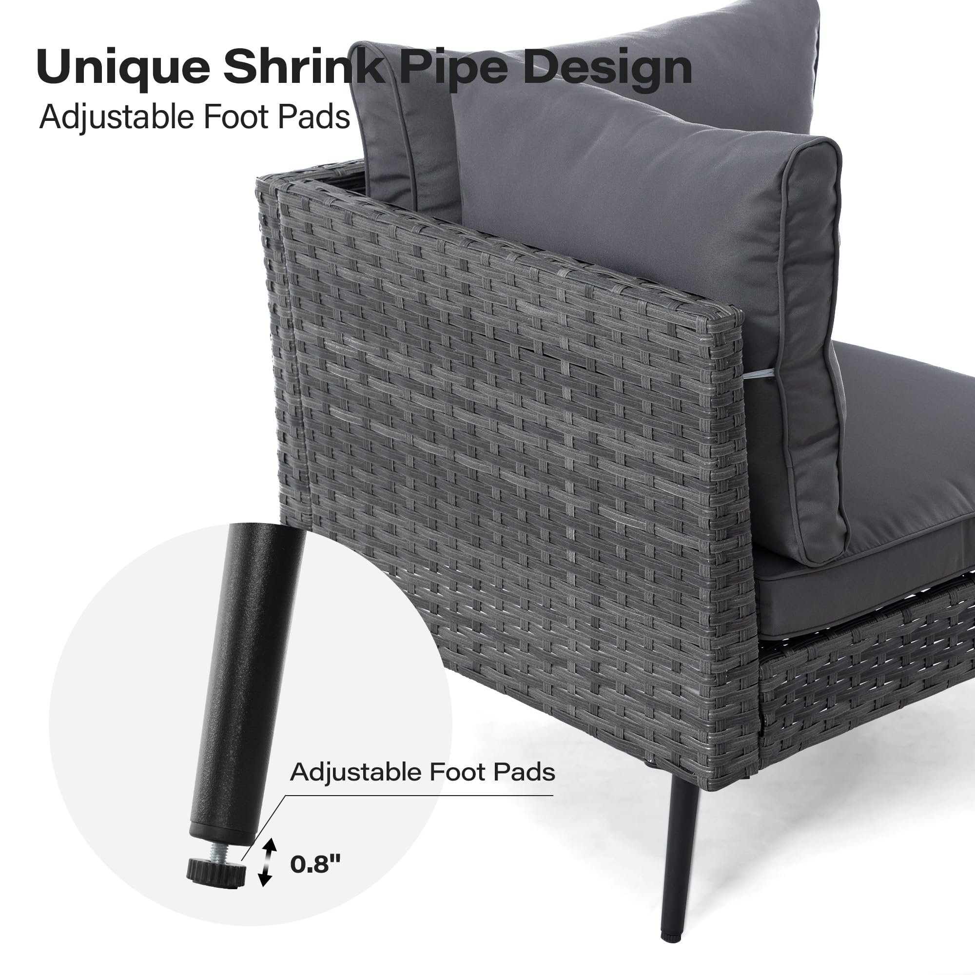 LAUSAINT HOME 6 Pieces Outdoor Sectional Sofa Set