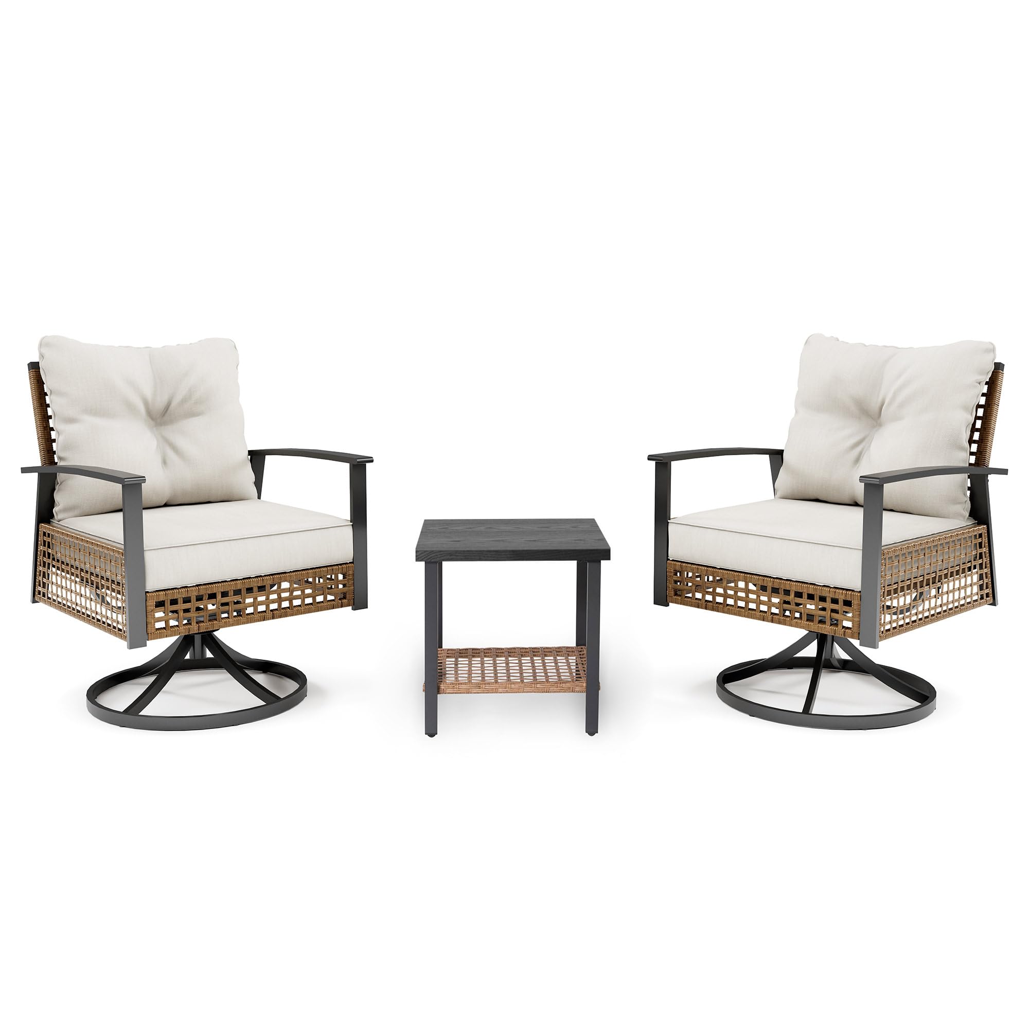 LAUSAINT Home 3 Pieces Swivel Rocking Bistro Set