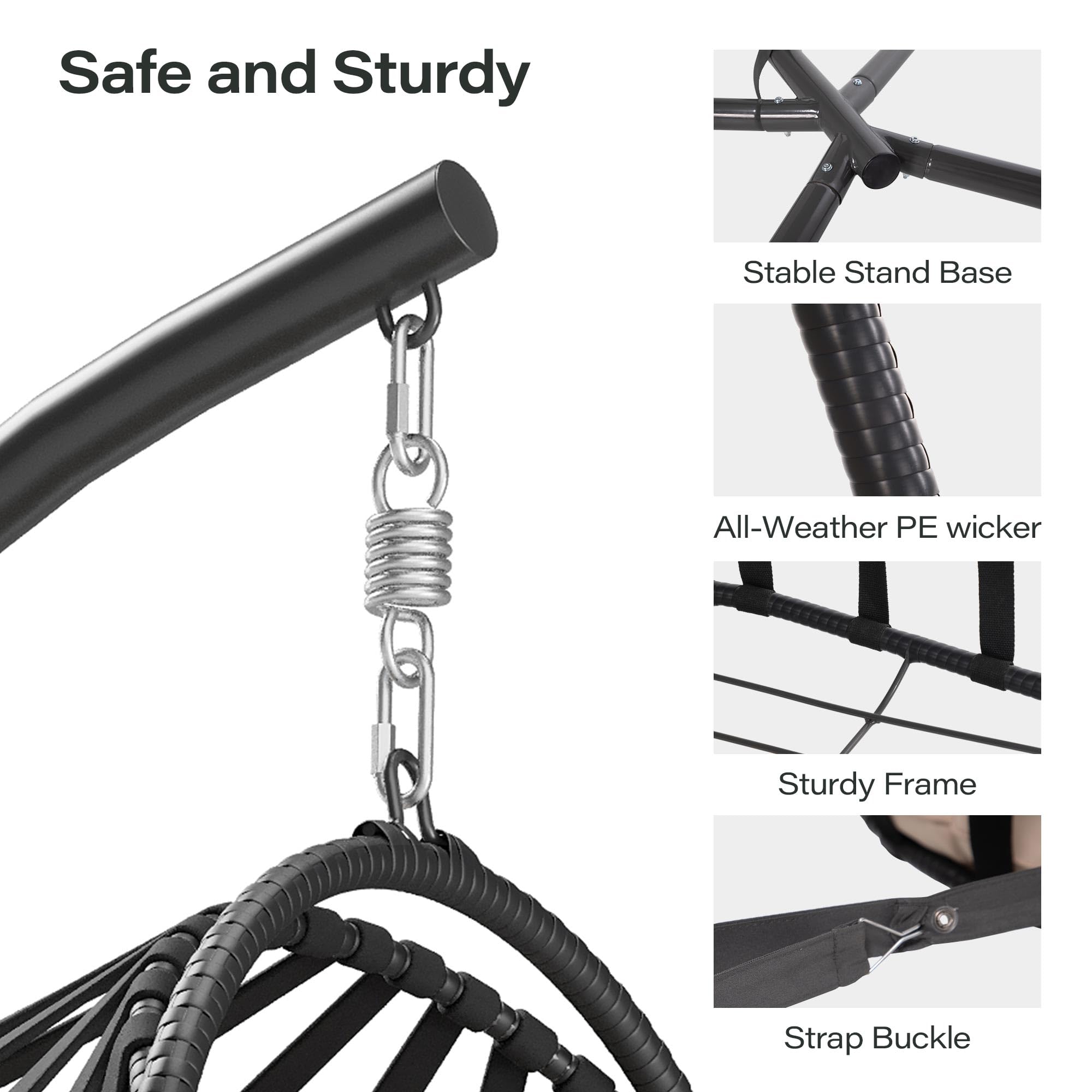 LAUSAINT HOME Hanging Egg Chair with Stand