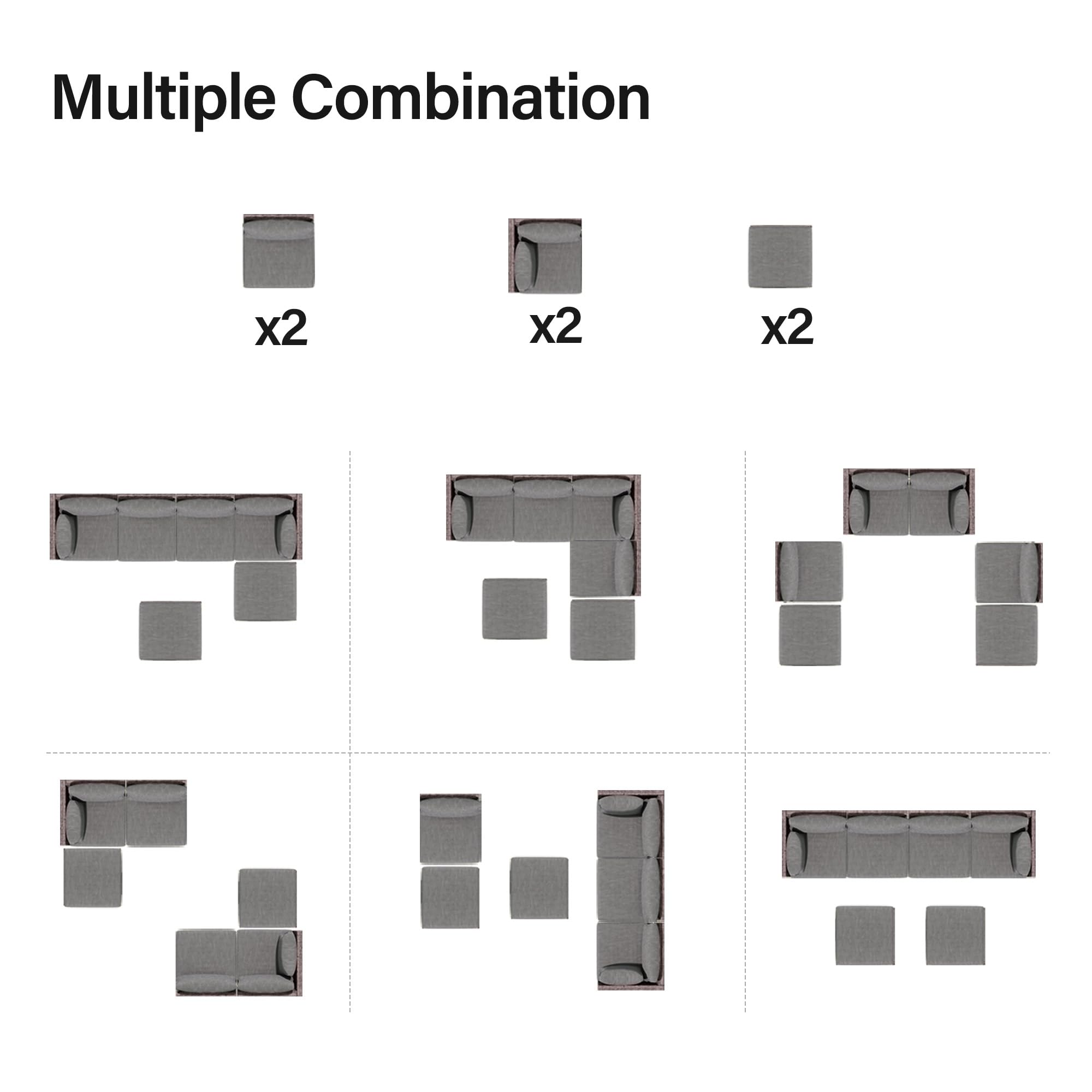 LAUSAINT HOME 6 Pieces Outdoor Sectional Sofa Set