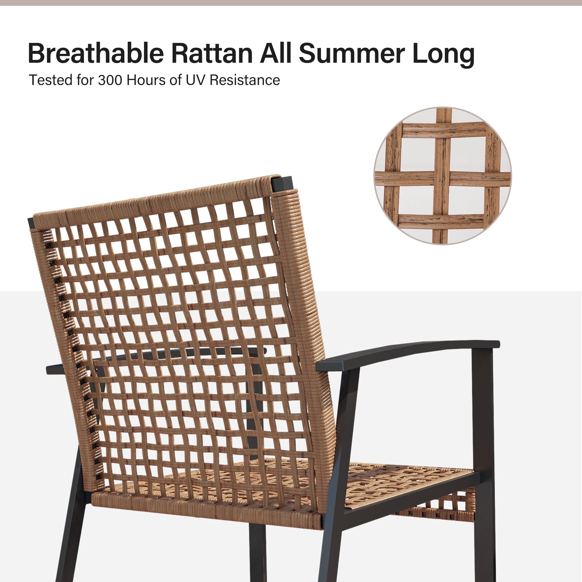 LAUSAINT HOME Outdoor Rattan Bistro Set, 2 Chairs