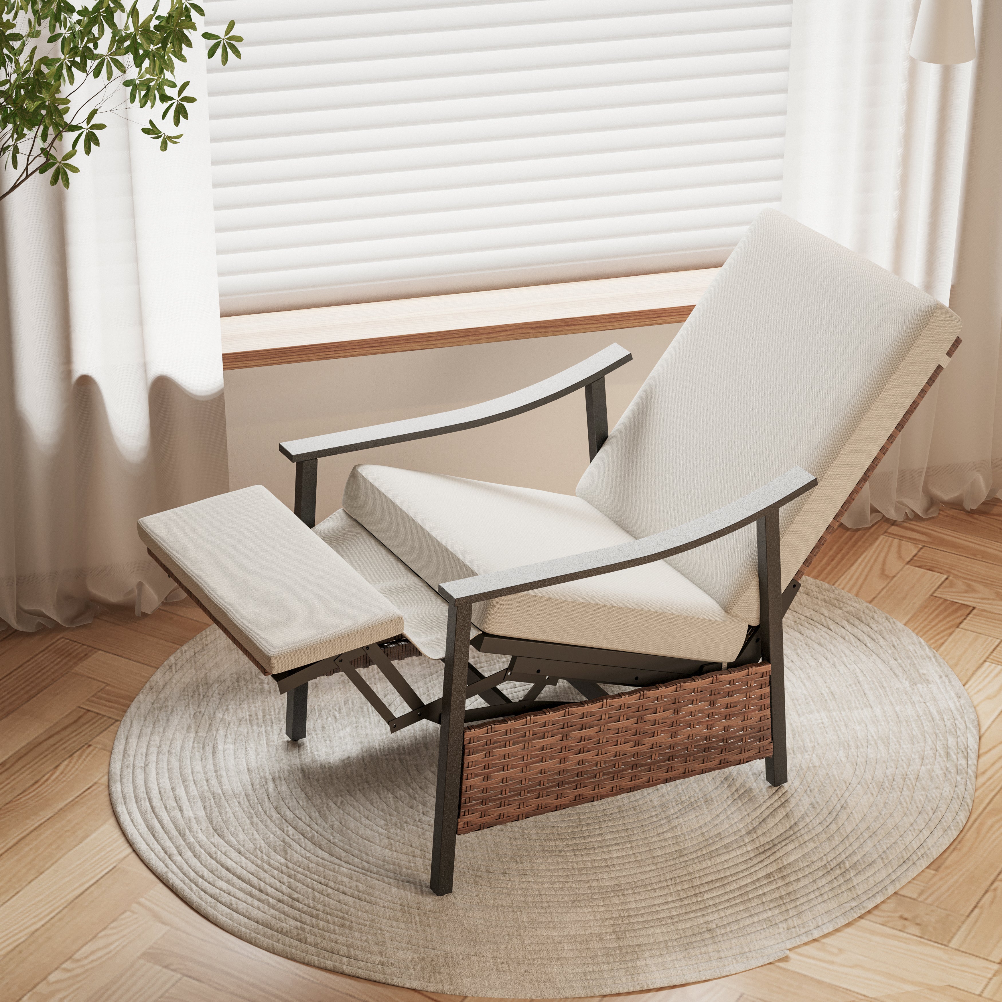 LAUSAINT HOME Outdoor Recliner Chair with Adjustable Back and Footrest