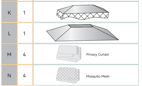 LAUSAINT HOME Accessories for Gazebo, Gazebo Replacement Canopy Top Mosquito Nettings and Privacy Screens for Backyard, Garden, Lawn, Smoke