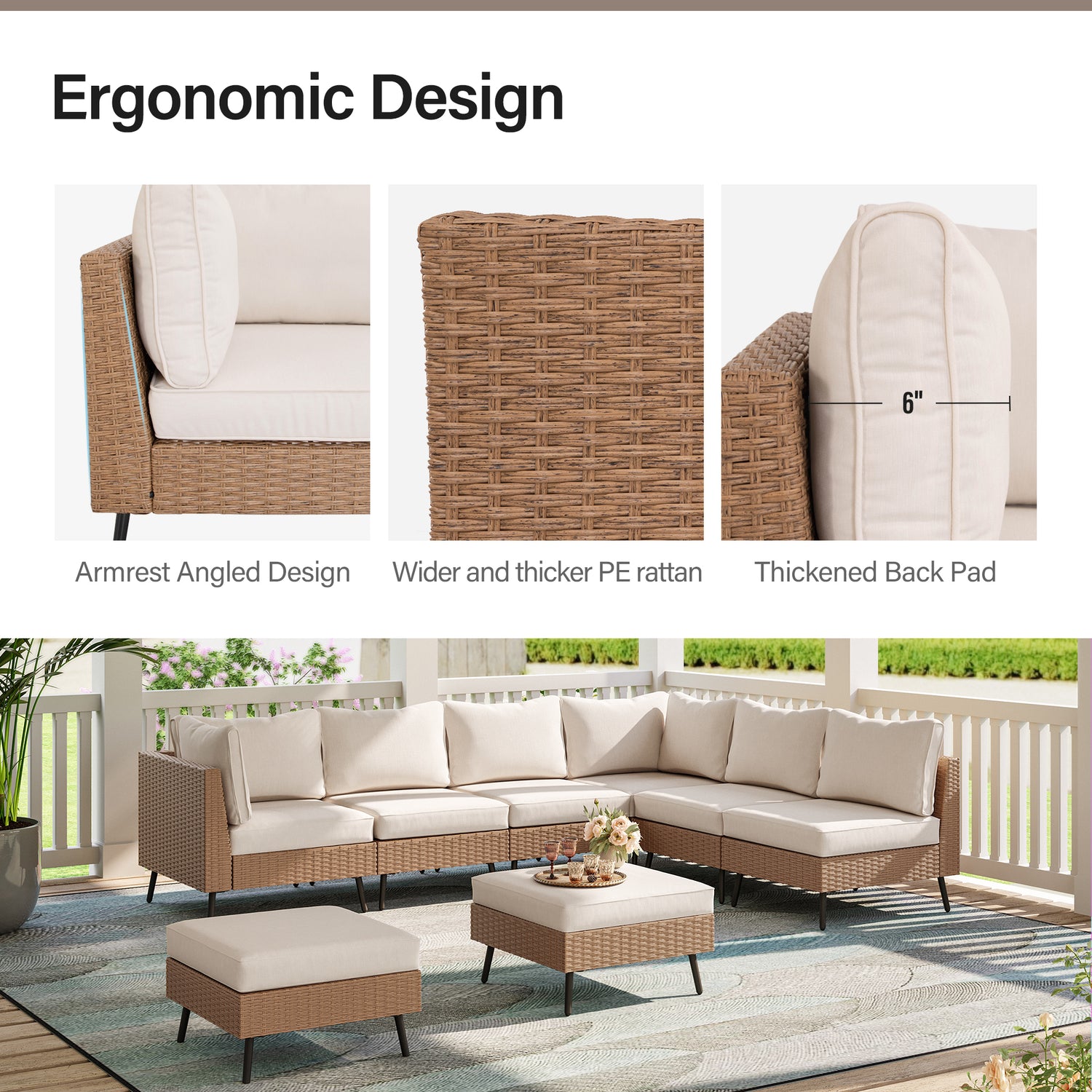 Lausaint Home 8-Piece Wicker Sectional Sofa
