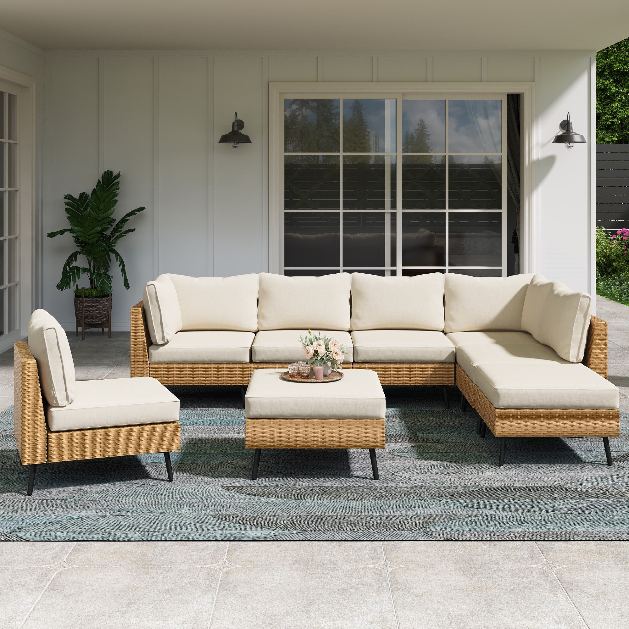 Lausaint Home 8-Piece Wicker Sectional Sofa