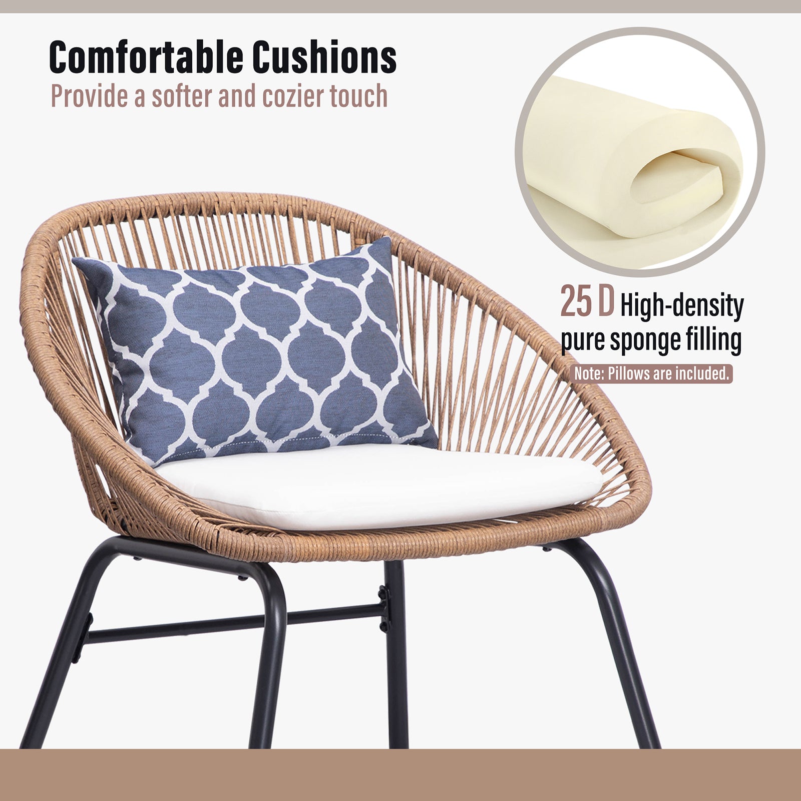 Lausaint Home 3-piece Wicker Bistro Set