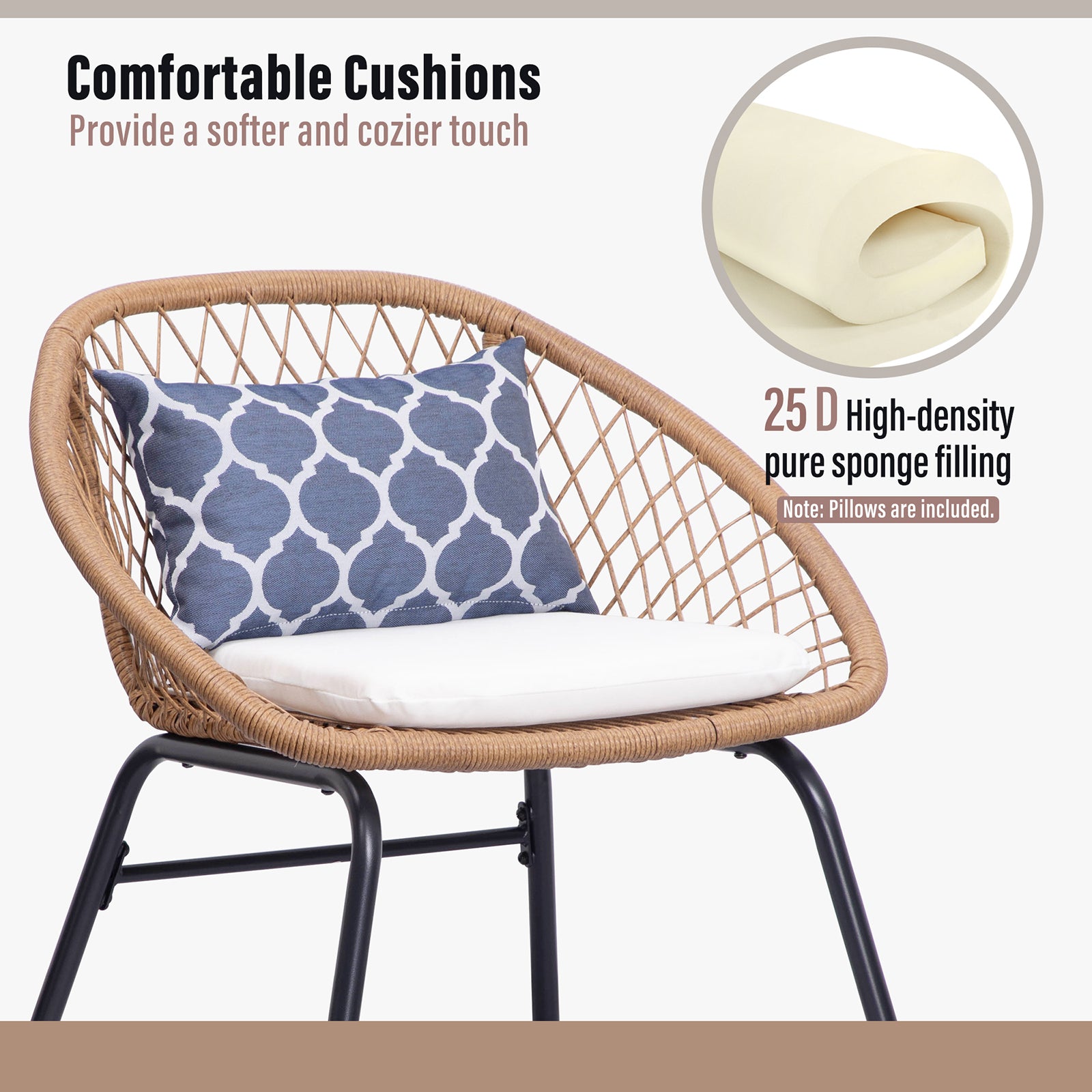 Lausaint Home 3-piece Wicker Bistro Set