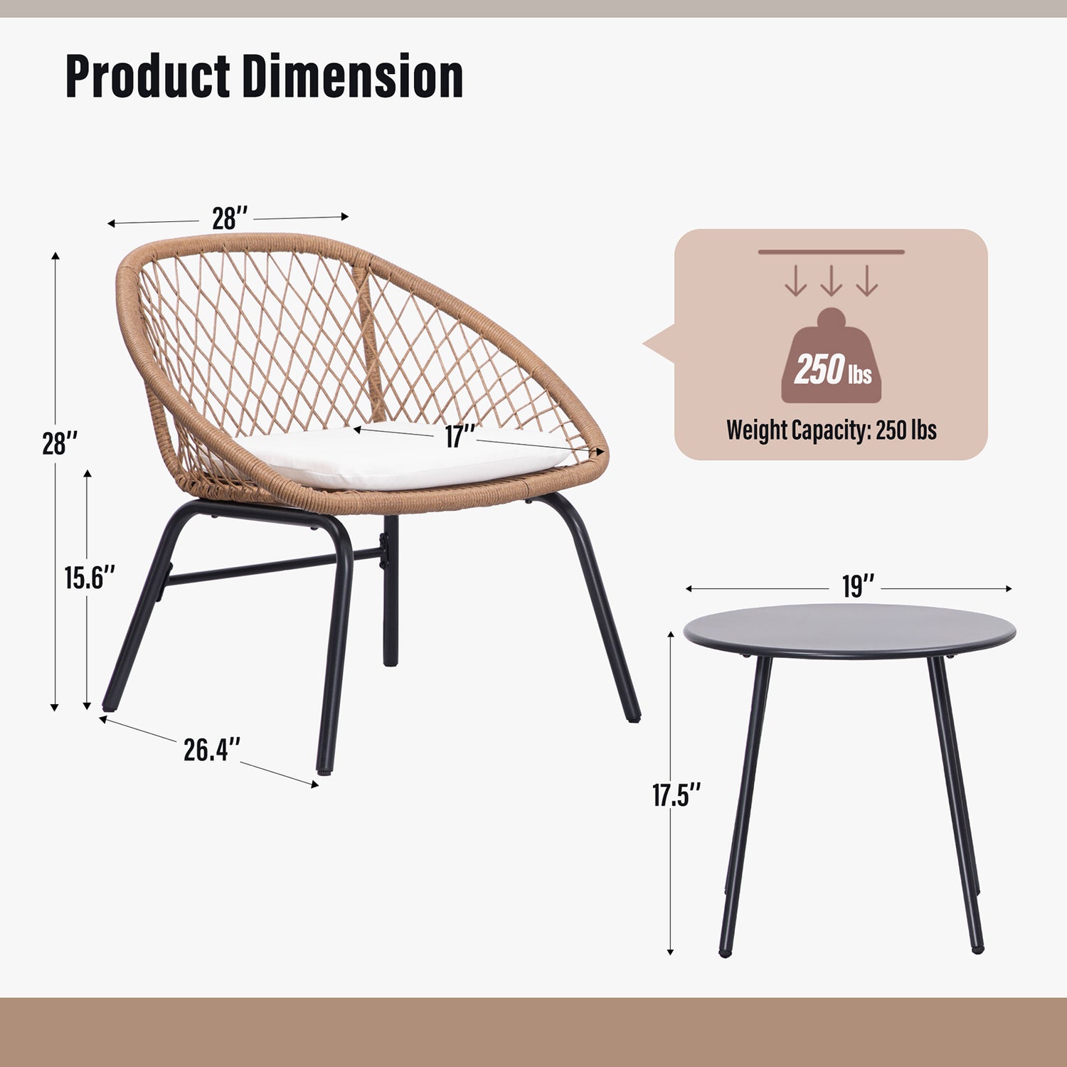 Lausaint Home 3-piece Wicker Bistro Set
