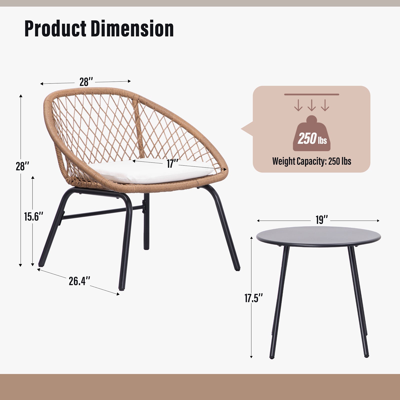 Lausaint Home 3-piece Wicker Bistro Set