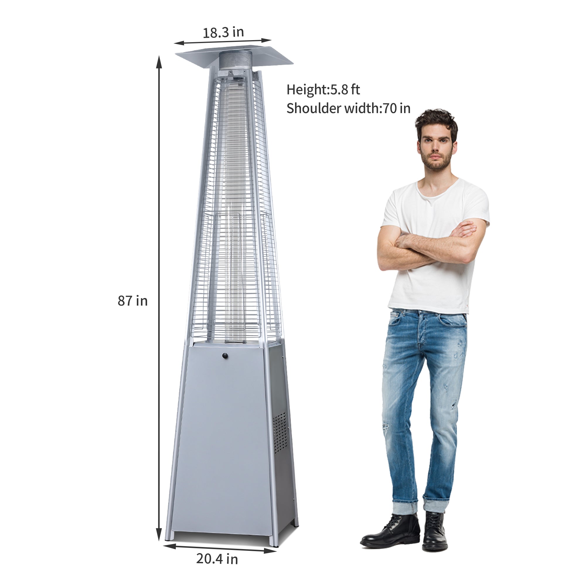 LAUSAINT Pyramid Propane Heater 48,000BTU - Patio Propane Heater (glass tube only)