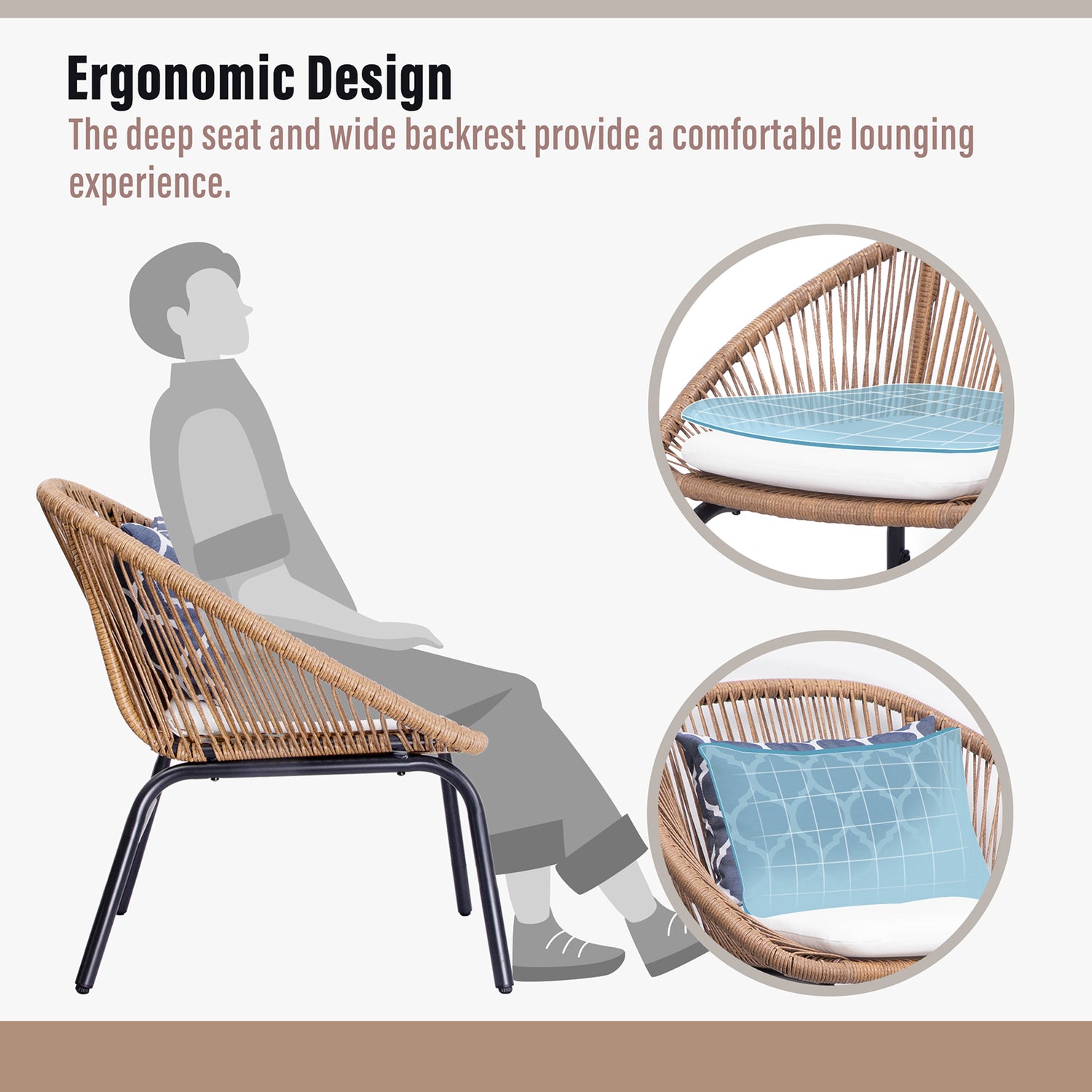 Lausaint Home 3-piece Wicker Bistro Set